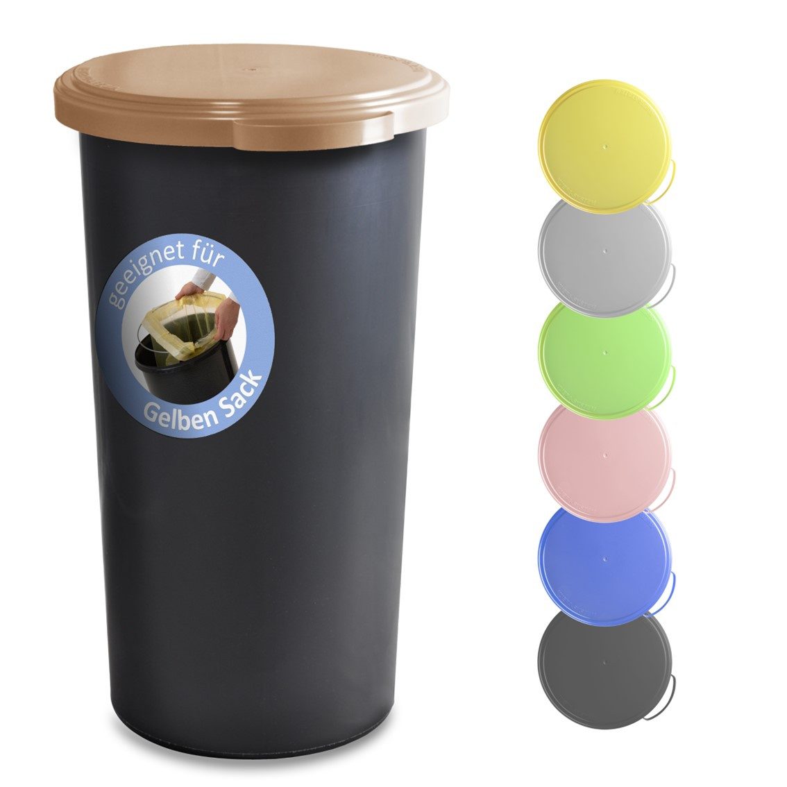 KUEFA Müllsackständer VLC 60L Mülleimer Gelber Sack, inkl. Klemm-Ring, Geruchsdicht