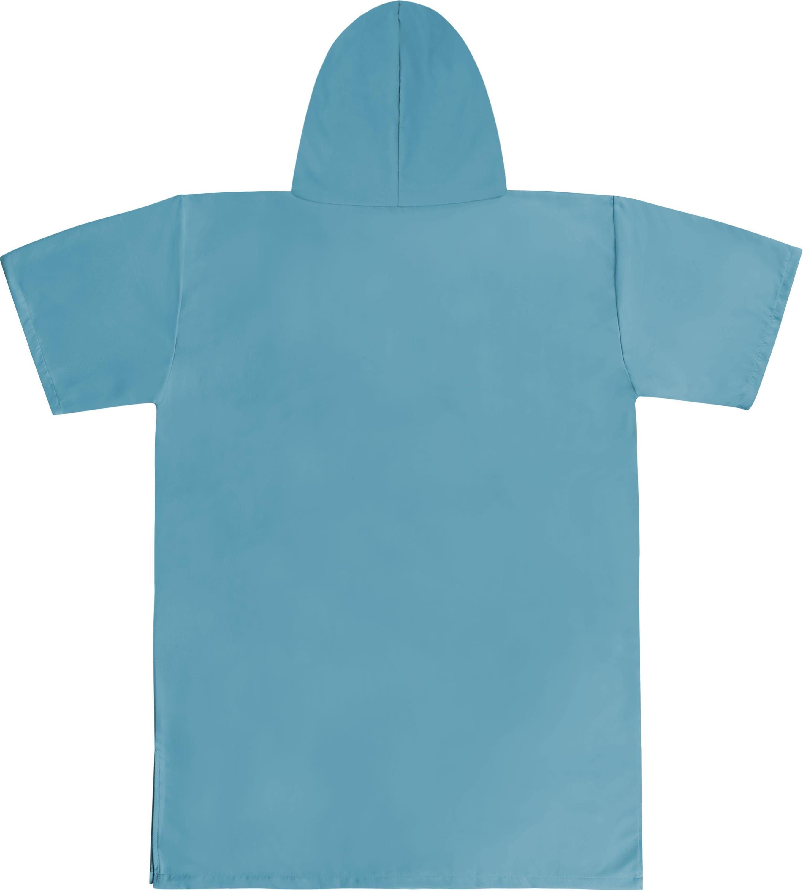 Kapuze, Schlupf, Material normani Damen Blau Polyester, aus Badeponcho mit Siargao, recyceltem Ärmeln Handtuch Bade Badeponcho Mikrofaser