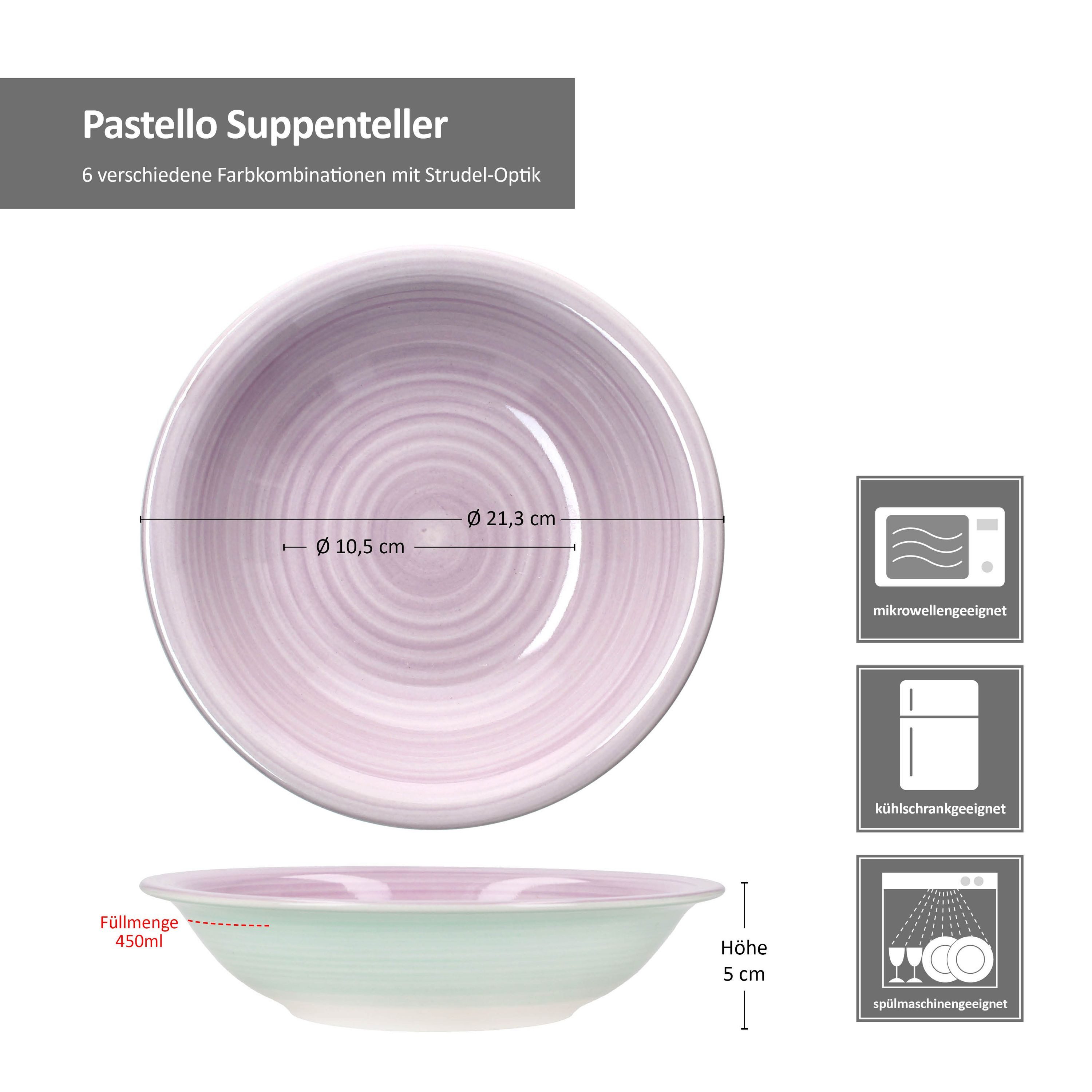 MamboCat Suppenteller Pastello 6er Set Suppenteller 450ml Steingut bunt Teller tief – Bild 5 von 5