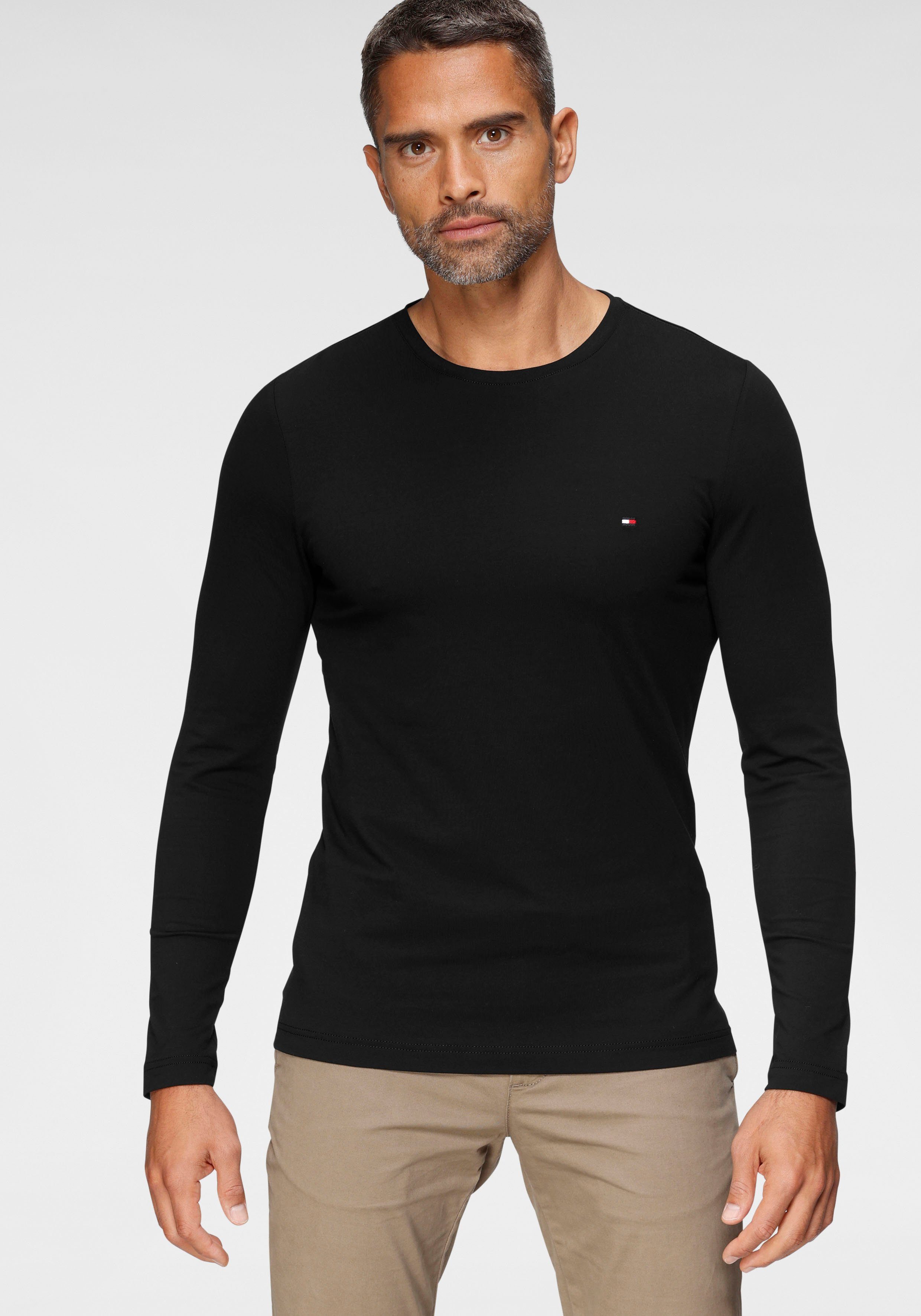 Tommy Hilfiger Langarmshirt STRETCH SLIM FIT LONG SLEEVE aus biologischem Baumwollstretch black