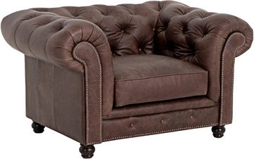 Max Winzer® Polstergarnitur Old England, (Spar-Set, 3-tlg), Chesterfield Ledergarnitur mit Knopfheftung & Ziernägeln