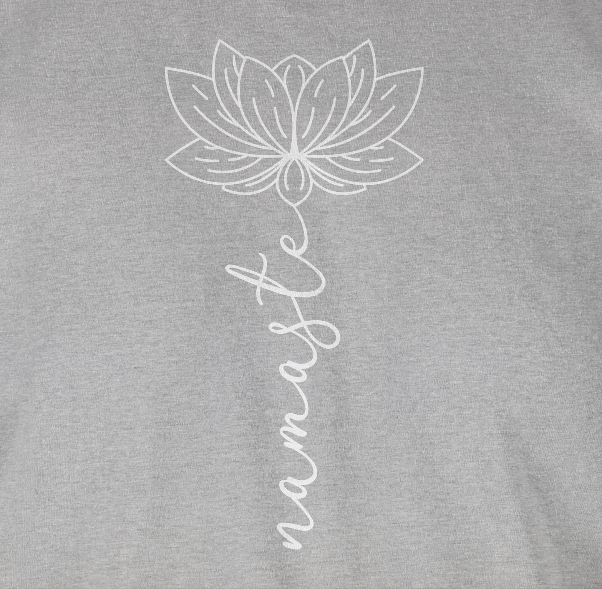 Shirtracer Rundhalsshirt Namaste Lotusblüte 2 Yoga meliert Yoga Grau und Wellness Chakra Geschenk
