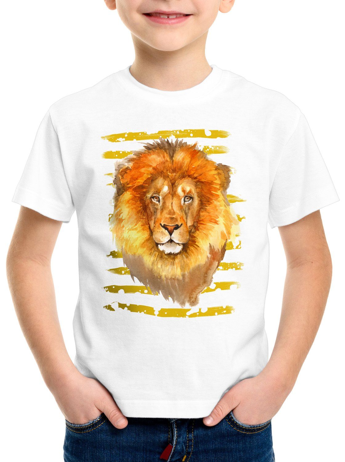 style3 Print-Shirt Kinder T-Shirt Löwe afrika safari savanne sommer