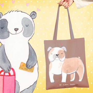 Mr. & Mrs. Panda Tragetasche Englische Bulldogge Moment - Braun Pastell - Geschenk, Einkaufstasche (1-tlg), Lange Tragegriffe