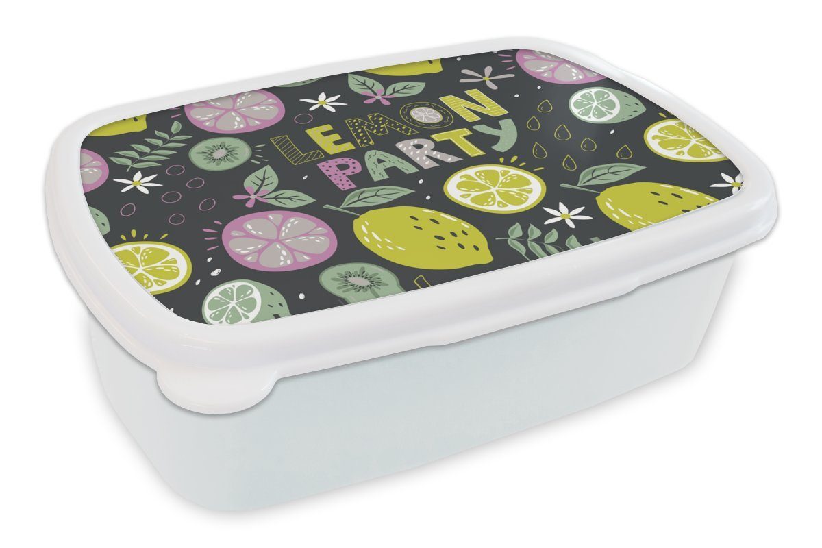 MuchoWow Lunchbox Summers - Zitat - Zitronen - Schwarz, Kunststoff, (2-tlg), Brotbox für Kinder und Erwachsene, Brotdose, für Jungs und Mädchen weiß