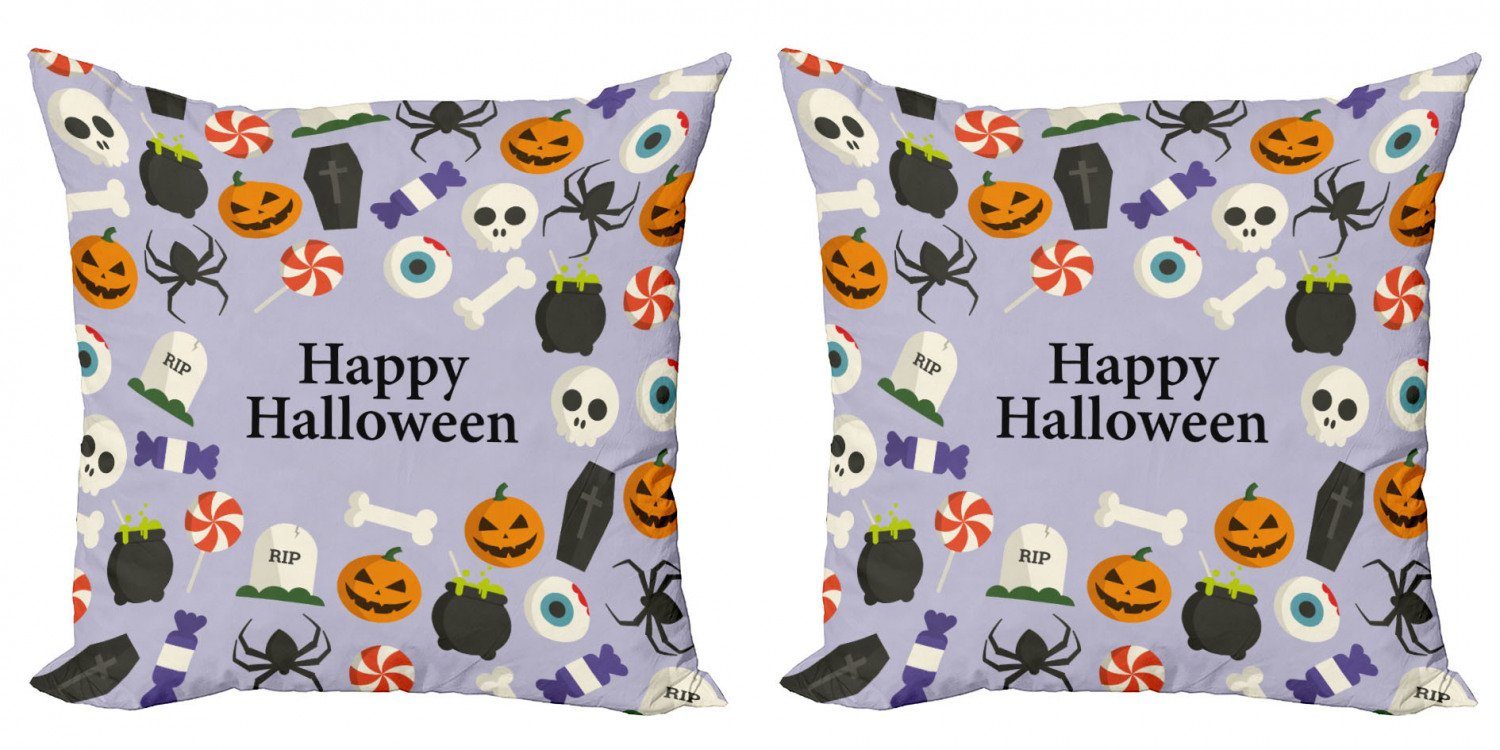 Kissenbezüge Modern Accent Doppelseitiger und Stück), Halloween Scary Symbole Süßigkeiten Abakuhaus (2 Digitaldruck