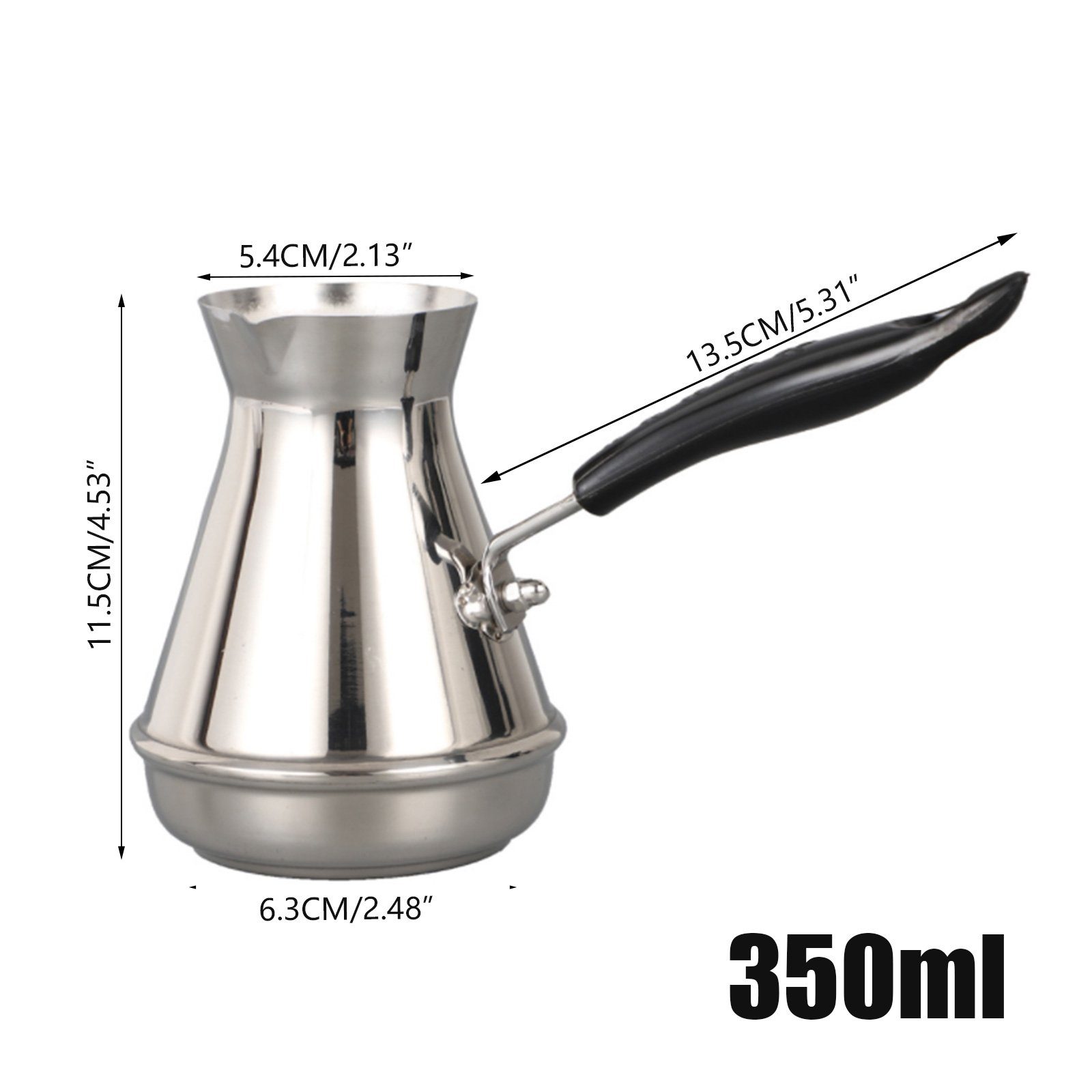 Kaffeekanne Edelstahl-Kaffeekanne im europäischen Rostfreier mit Griff(350ml), 0.35 Packung), Stil TWSOUL l, Stahl (Eine langem