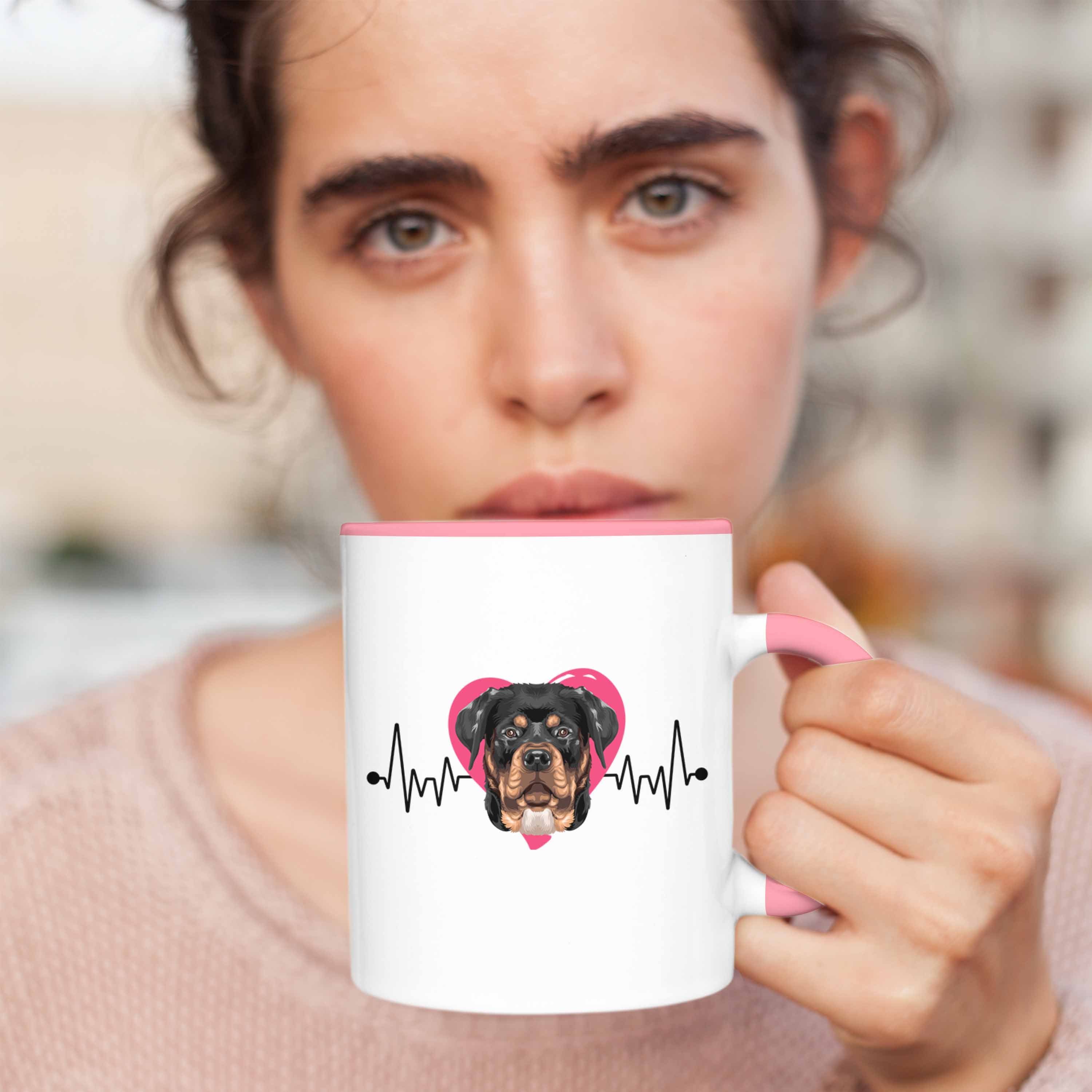 Trendation Tasse Rottweiler Geschenkidee Herzsc Besitzer Rosa Geschenk Spruch Lustiger Tasse