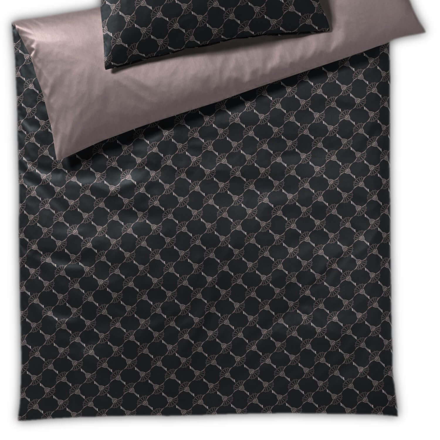 JOOP! Bettwäsche Cornflower Double 4083 9 Shiny Black, Mako-Satin, 2 teilig, Cornflower, Glänzend