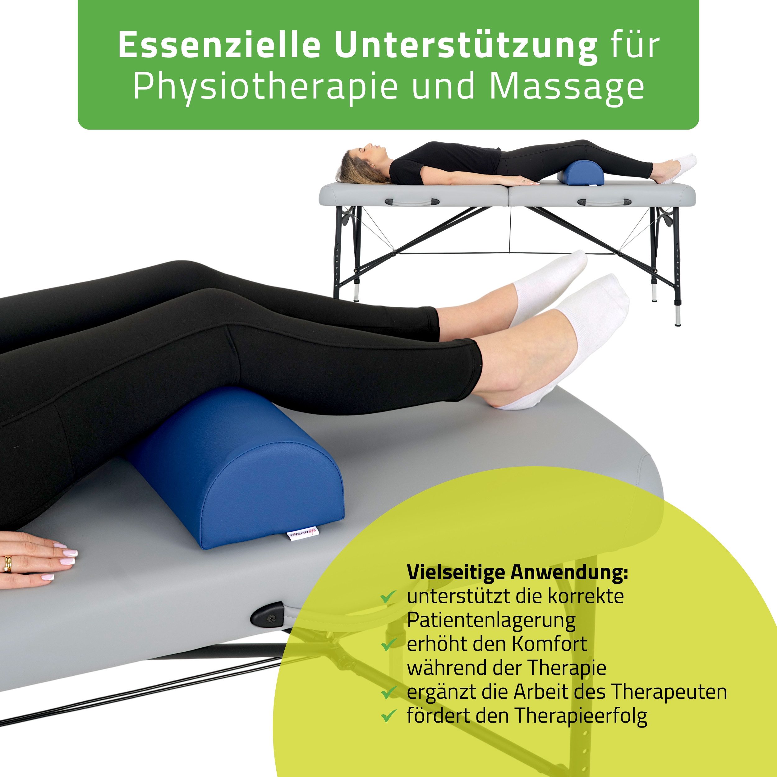 Habys Massageliege Halbrolle Knierolle Lagerungsrolle für Therapieliege 60x18x12cm Yoga