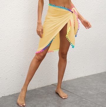 ZWY Strandkleid Sommerkleid damen leicht,lang sommerkleid,sexy boho strandkleid (Seitliche Bindungen) Kurze Strandkleider und Strandröcke für Damen