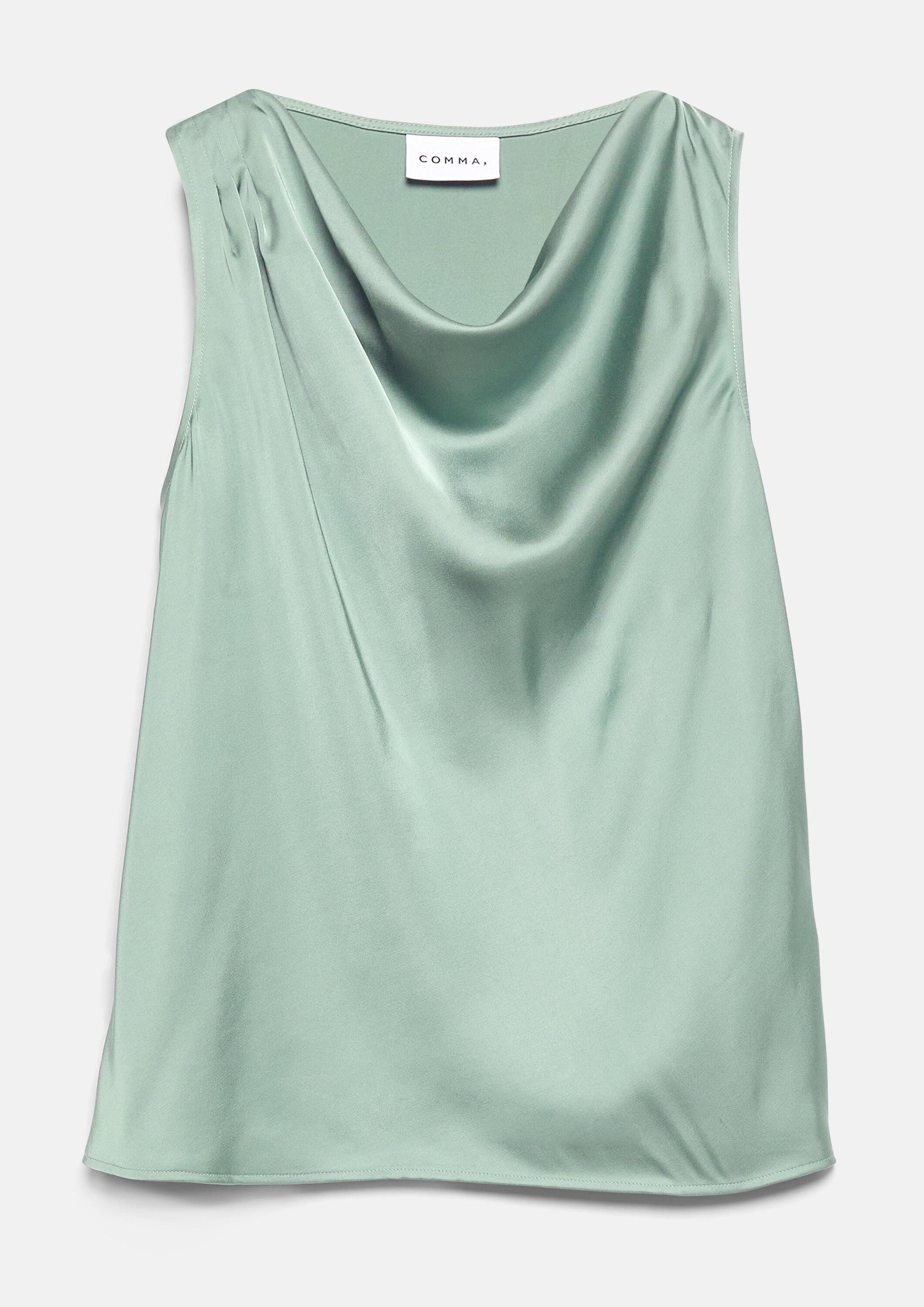 comma Blusentop Bluse Satin-Wasserfall-Top