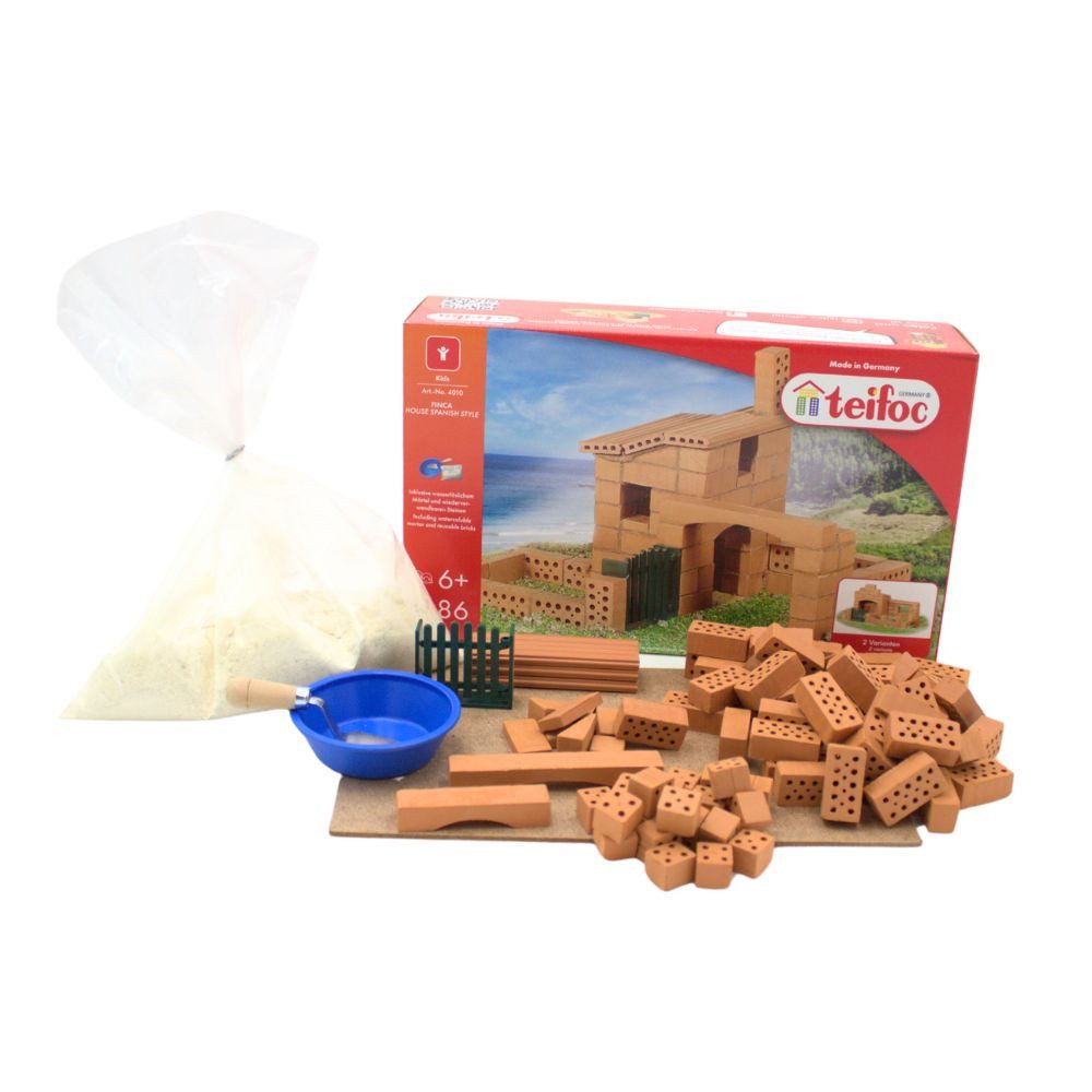 teifoc Finca Steinbaukasten, (Konstruktionsspielzeug mit Mini-Ziegelsteinen, 86 St., Bastelset), nachhaltig & pädagogisch wertvoll