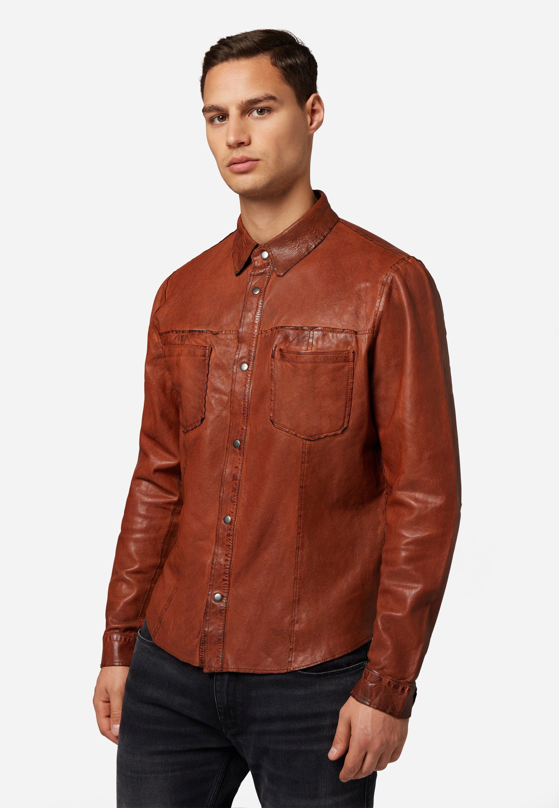 RICANO 2-in-1-Langarmshirt Reverse Shirt Wendbares Lederhemd günstig online kaufen