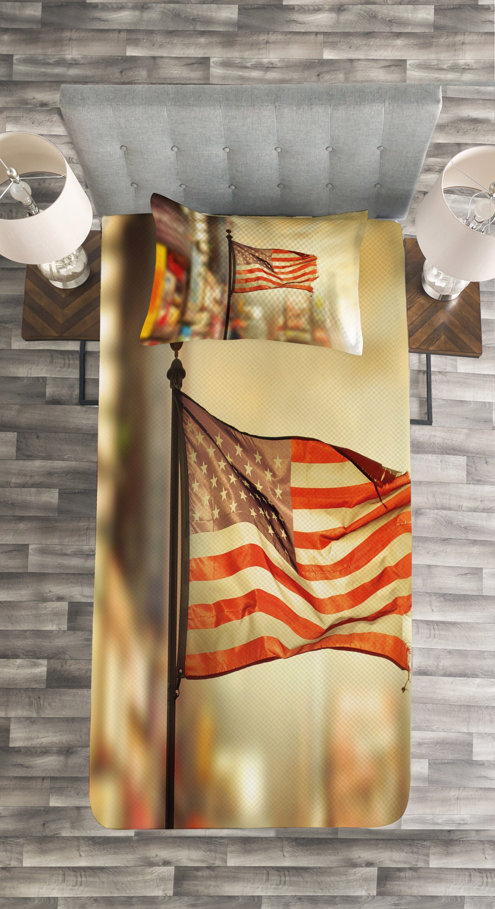 Vereinigte Independence American Tagesdecke mit Waschbar, Kissenbezügen Staaten Set Abakuhaus,