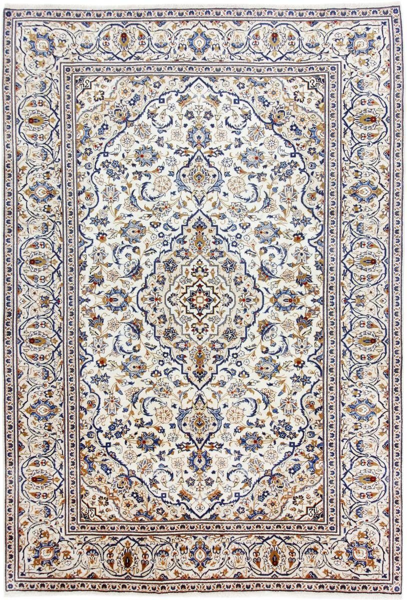 Orientteppich Keshan 198x282 Handgeknüpfter Orientteppich / Perserteppich, Nain Trading, rechteckig, Höhe: 12 mm