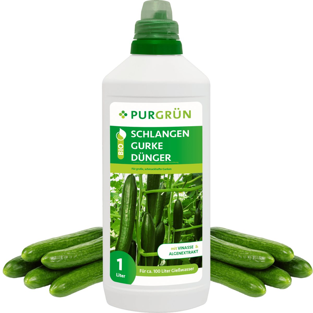 Gemüsedünger Purgrün Bio Schlangengurke Dünger, NPK 4+1+7, Algenextrakt, 1 Liter