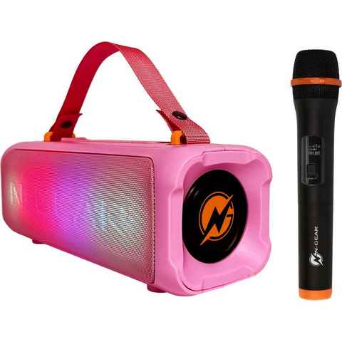 N-GEAR Blazooka 703P – Tragbarer Bluetooth-Lautsprecher – Karaoke-Set - Pink Bluetooth-Lautsprecher (mit Mikrofon und Beleuchtung)