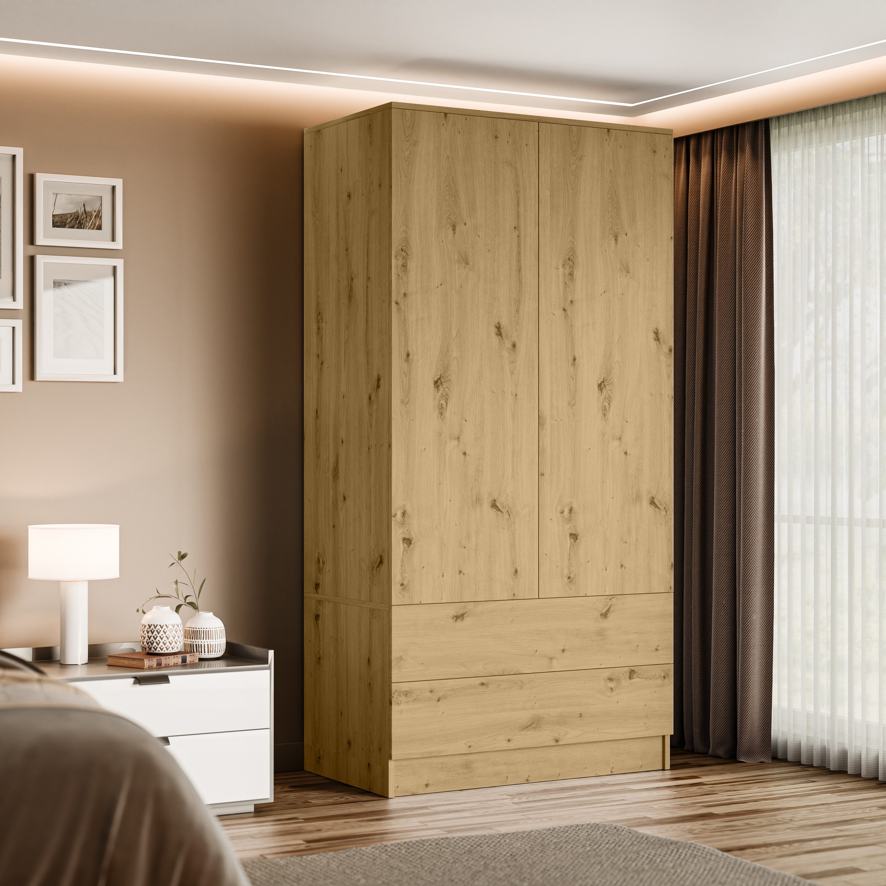 Beautysofa Kleiderschrank Zweitüriger mit Schiebetüren LOOK günstig online kaufen