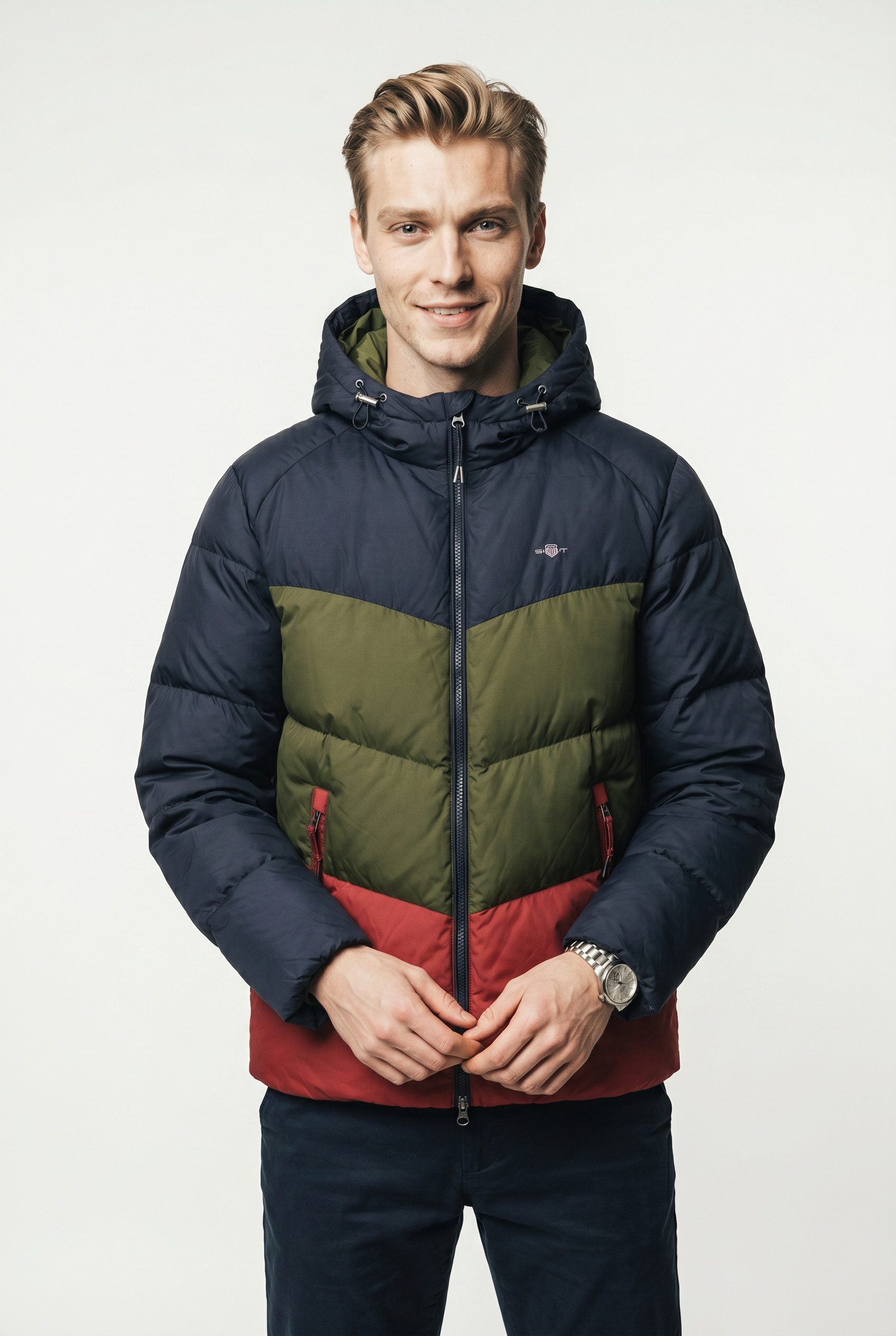 Gant Steppjacke ACTIVE CLOUD BLOCKED colurblocking, abnehmbare Kapuze, regular fit, Pufferjacke