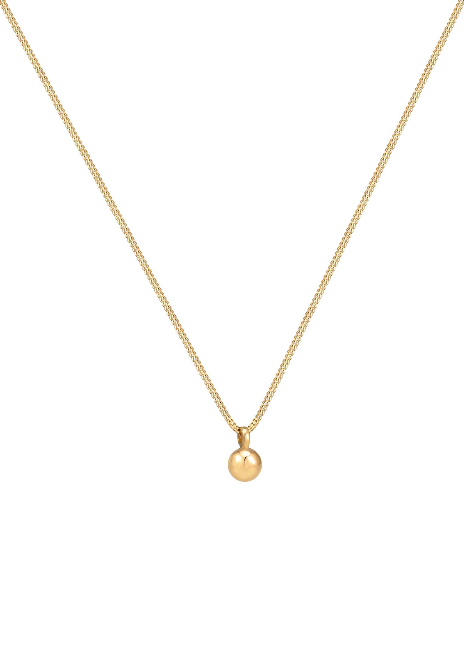Elli Kette mit Anhänger Kugel Geo Look Panzerkette 925 Silber, Kugel