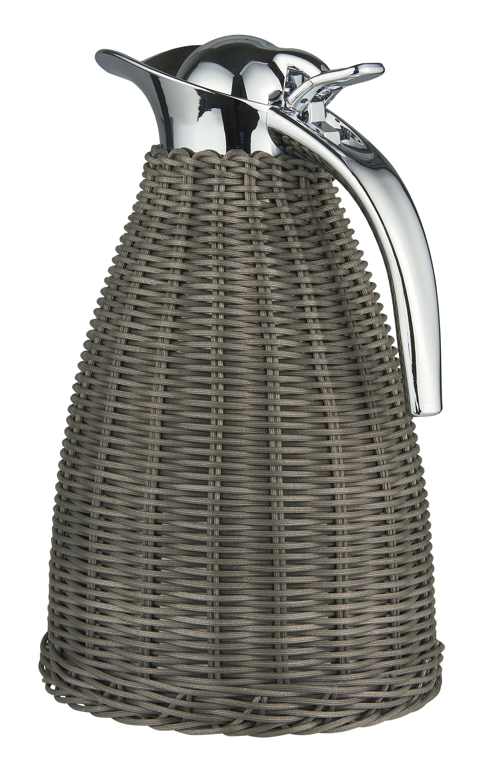 Ib Laursen Isolierkanne Thermoskanne Kaffeekanne 1500 ml Edelstahl Rattan Grau Ib Laursen