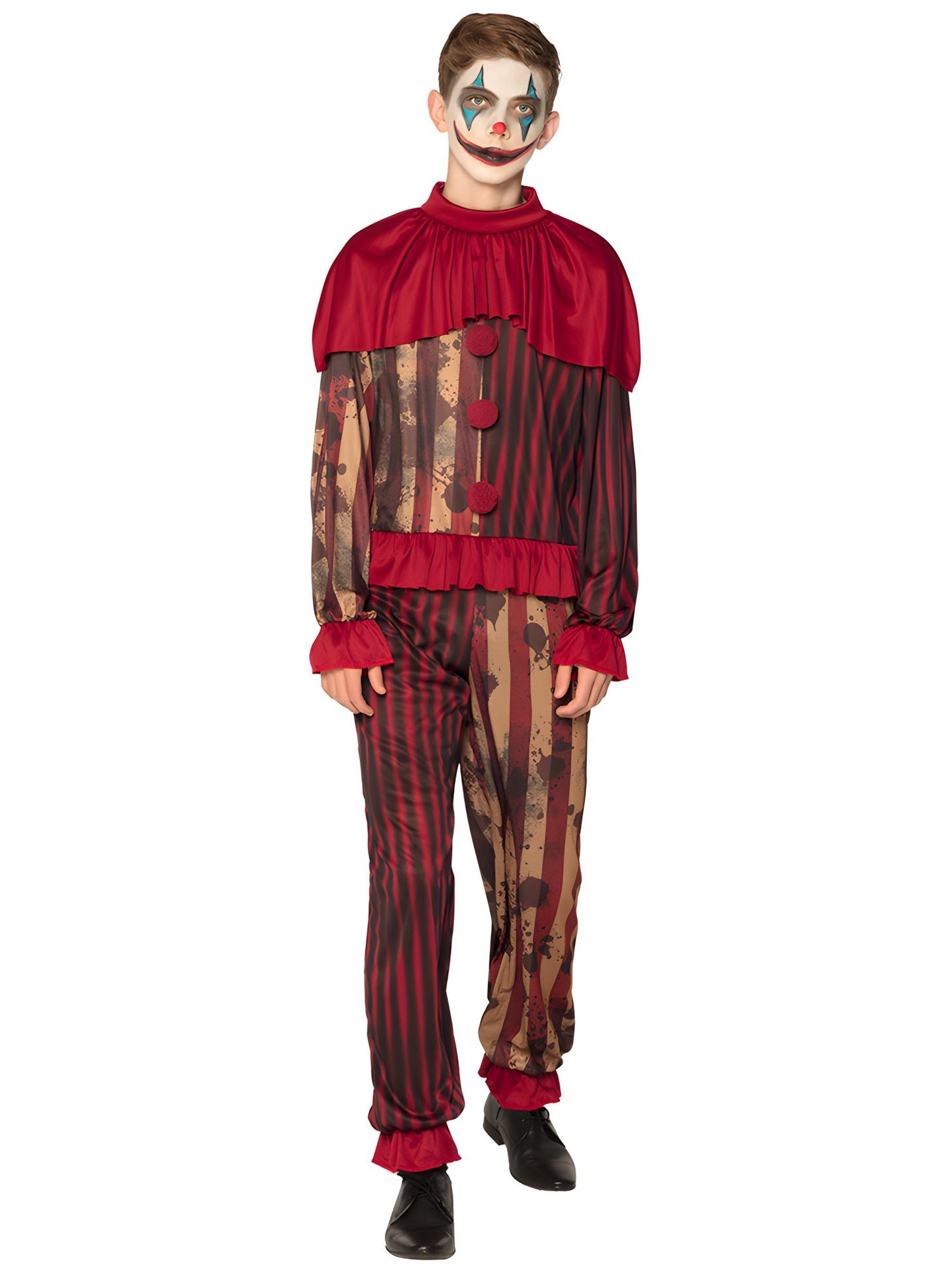 Boland Clown-Kostüm Horrorclown - Halloween Kostüm Kinder 158-176, Horrroclown-Kostüm im Oldschool-Freakshow-Look