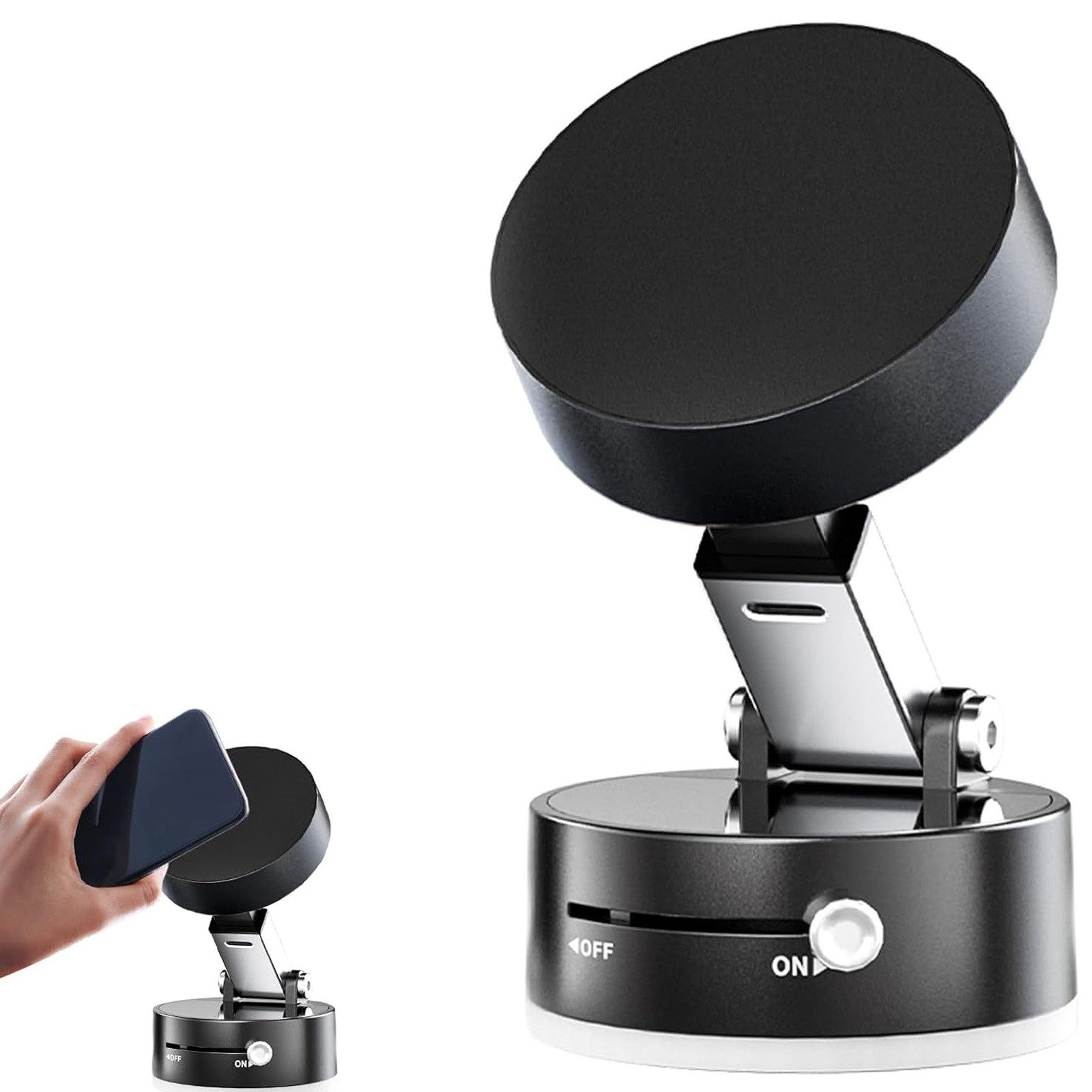 REDOM Smartphone-Halterung Magnetische Auto-Handyhalterung mit 360° Rotation, (kompatibel mit iOS- und Android-Telefonen, 1-tlg., Faltbarer tragbarer Vakuum Magnet-Halter 360°Rotation, ideal für Bad Küche Reisen Navigation Schminken Videoanrufe)