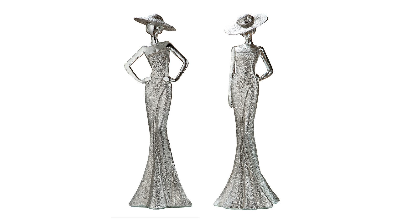GILDE Dekofigur 2er-Set Lady Diva silber