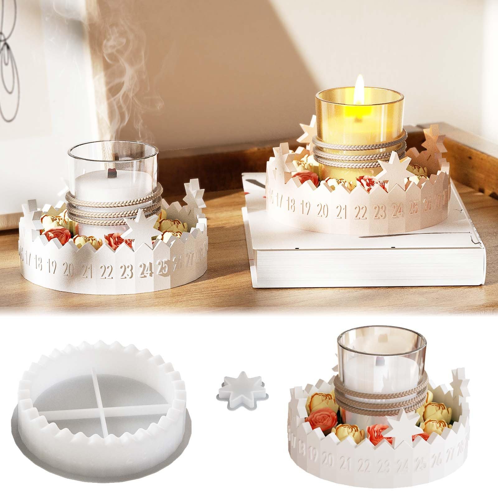 Coonoor Modellierwerkzeug Gießformen Weihnachten Adventskalender,Silikon Adventskranz Stern, (2 St), für die DIY Duftkerzenherstellung