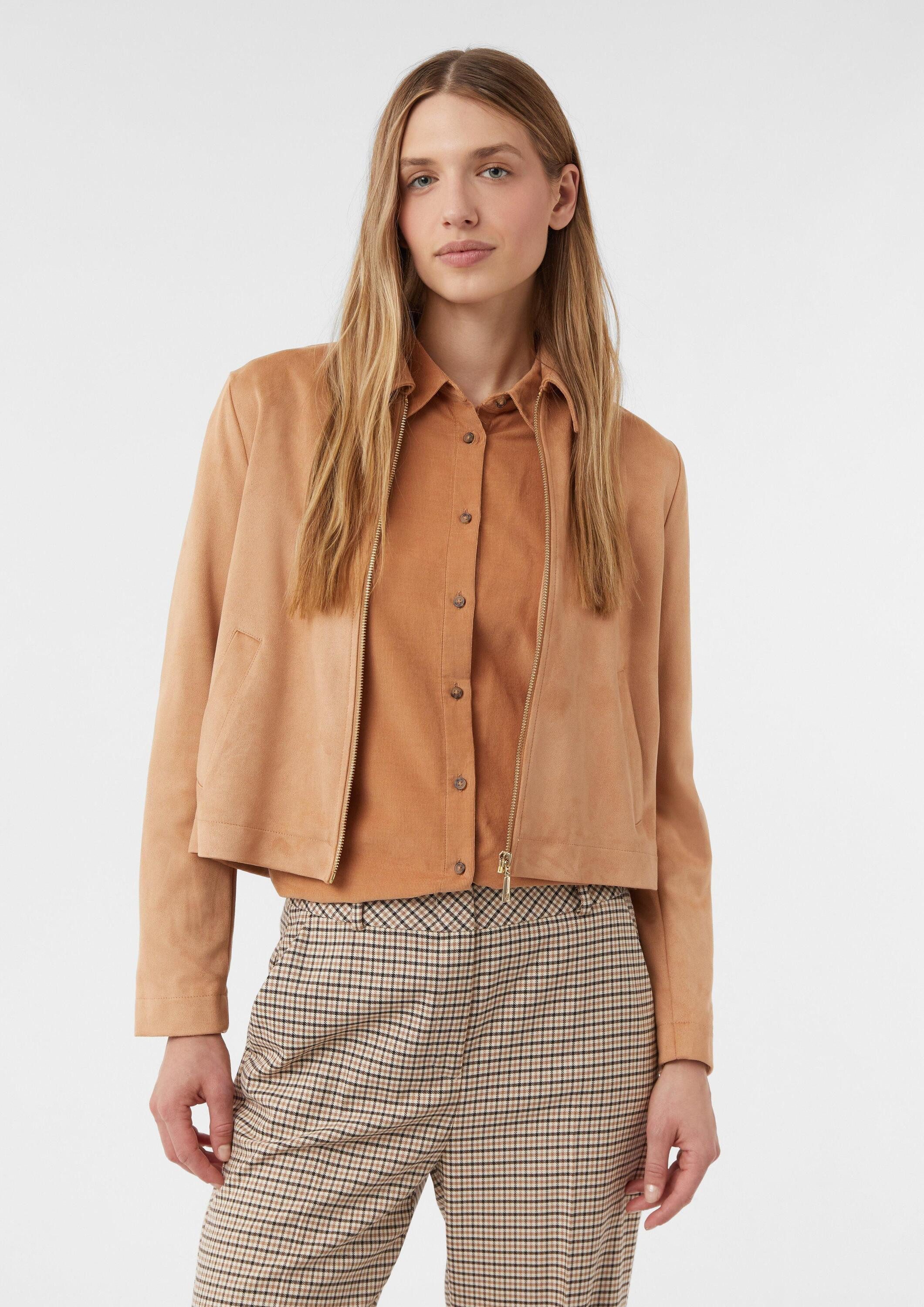 comma Funktionsjacke Indoor-Jacke Leichte Jacke aus Veloursleder-Imitat mit günstig online kaufen