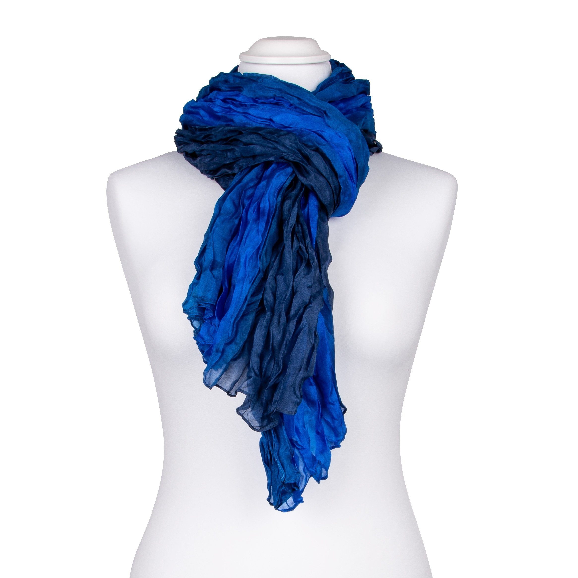 Silkroad Seidenschal Knitterschal Halstuch Schal XXL Farbverlauf Blau