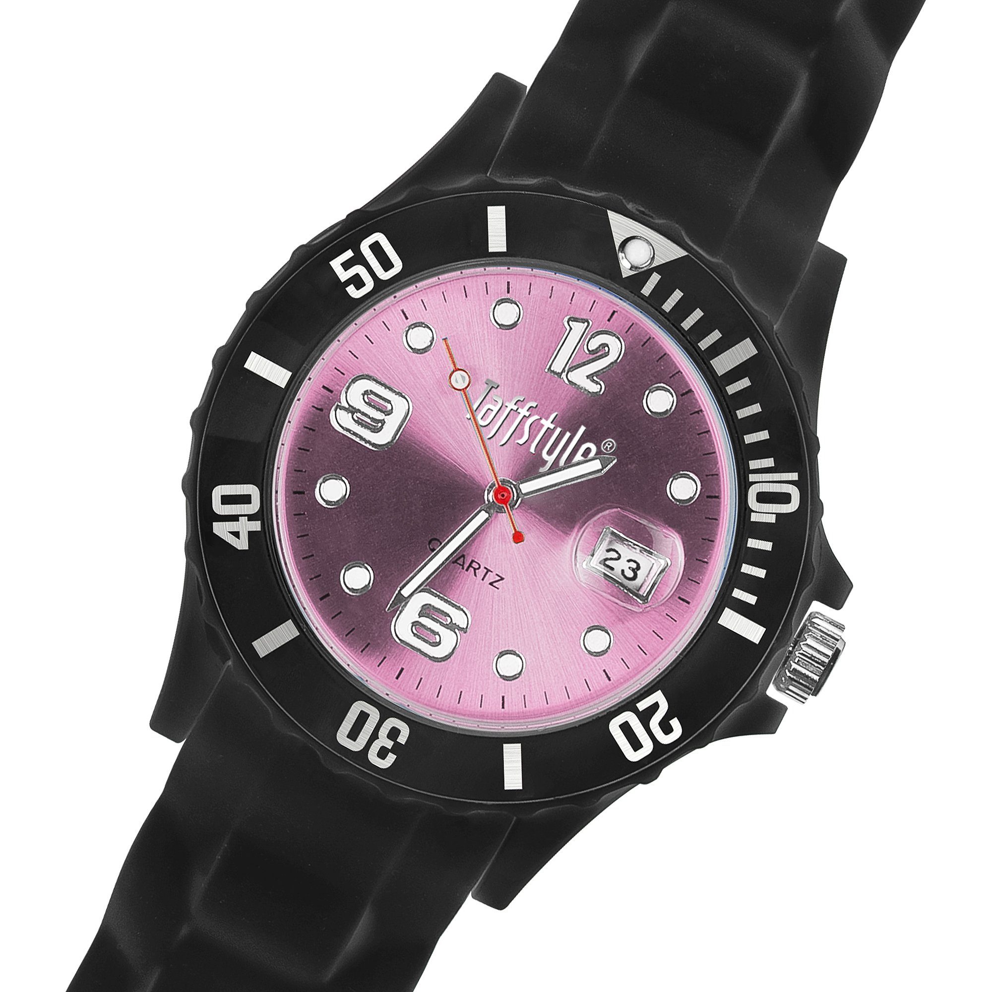 Farbige Datum, Quarzuhr Armbanduhr Wasserdicht Schwarz Damen Silikon Taffstyle Bunte Sportuhr Ziffernblatt Analog Quarz Multifunktion Quarzuhr Uhr Sport Rosa Herren Anzeige