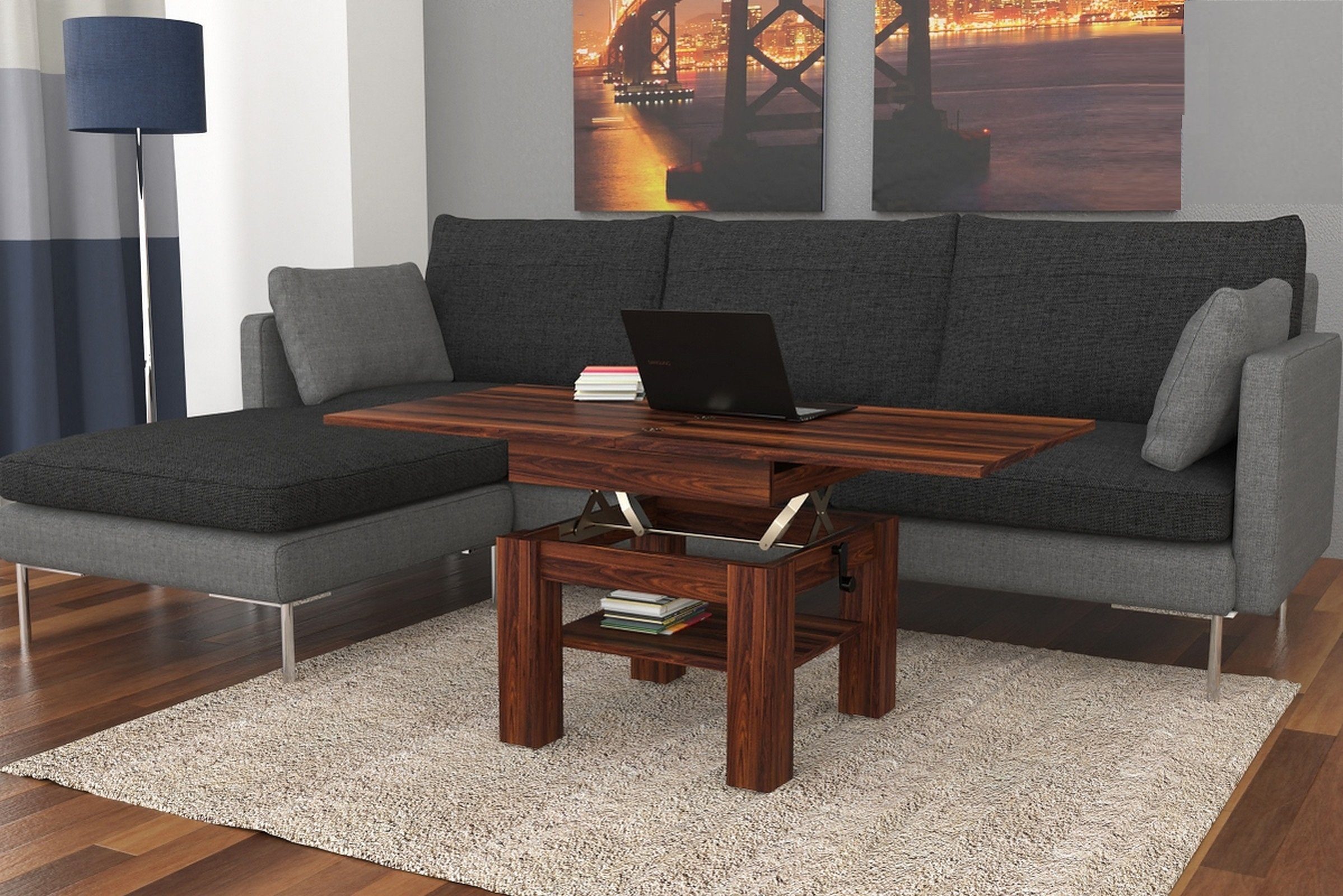 designimpex Couchtisch Design Cleo stufenlos höhenverstellbar günstig online kaufen