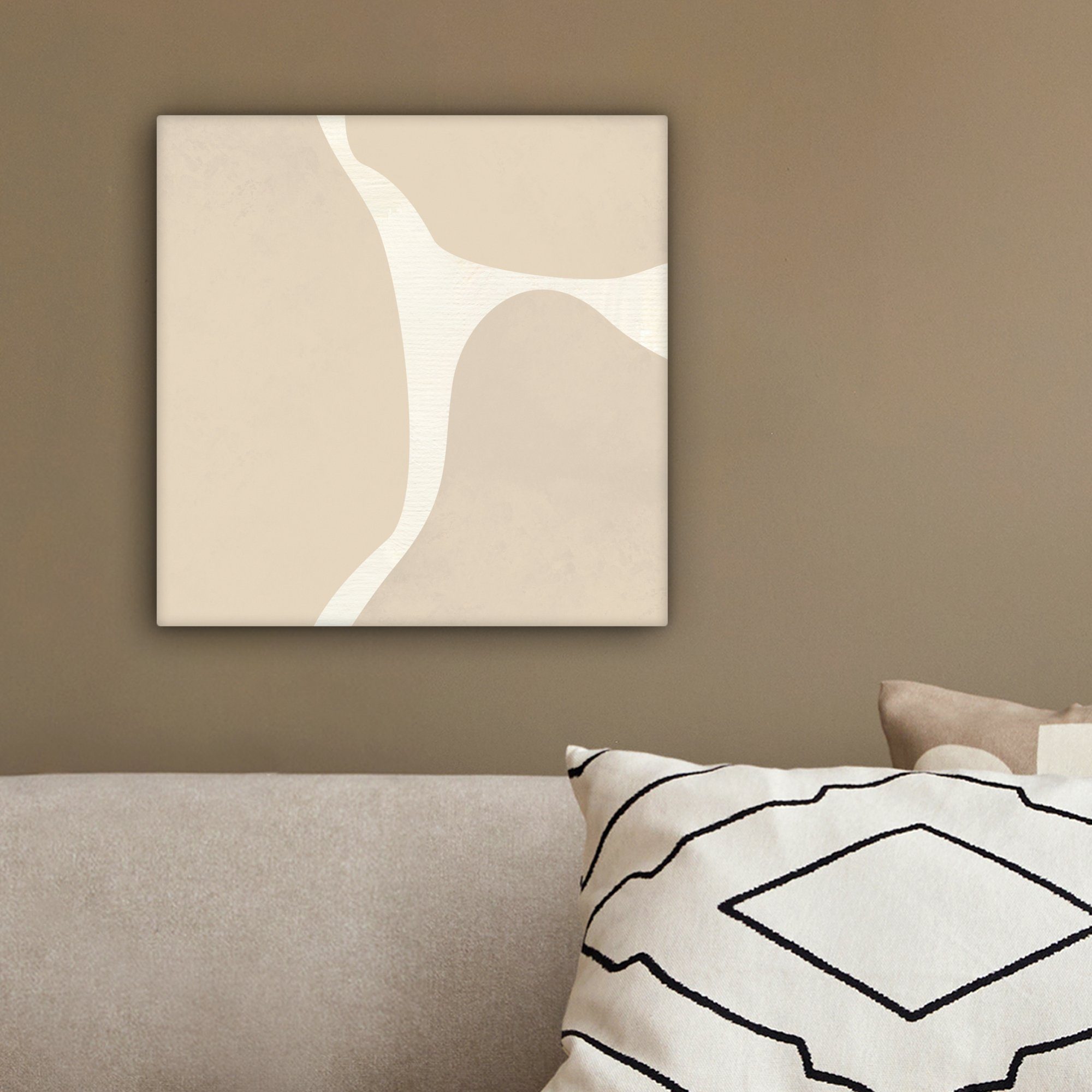 OneMillionCanvasses® Leinwandbild Abstrakt - (1 Beige Schlafzimmer, 20x20 Moderne Kunst, St), Leinwand - für Bilder Wohnzimmer cm