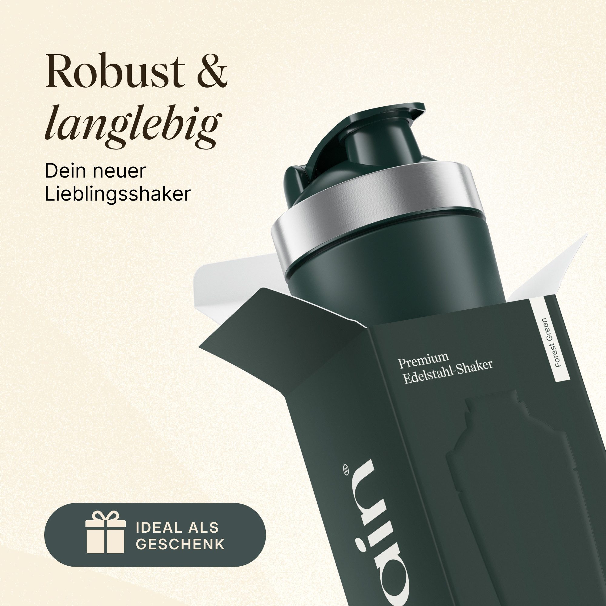 VETAIN Protein Shaker Edelstahl 700ml - 100% Auslaufsicher, Außen gravierte Messskala - Frei von BPA & DEHP - Spülmaschinenfest
