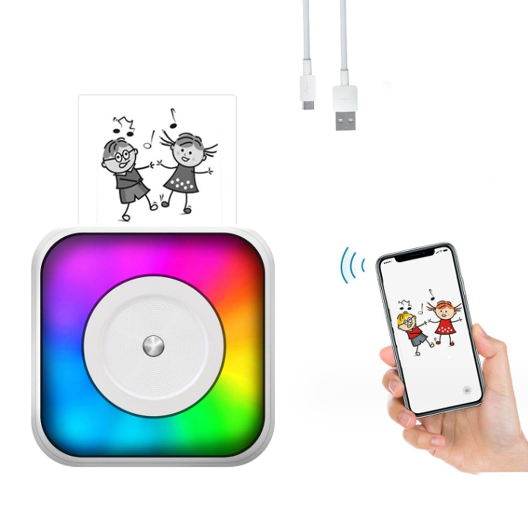 TAMEY Mini-Bluetooth-Drucker,Drucker,Etikettenpapier,Memo,Thermo-Fotodruck Multifunktionsdrucker, (App-Druck(Etiketten,Notizen,To-Do-Listen,Fotos,QR-Codes)