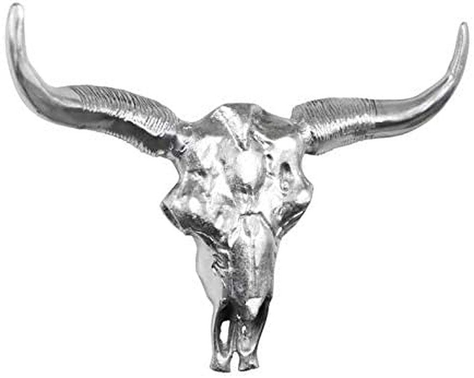 MichaelNoll Wanddekoobjekt Stierkopf Stier Bullenschädel Deko Aluminium Metall, Wanddeko aus Metall