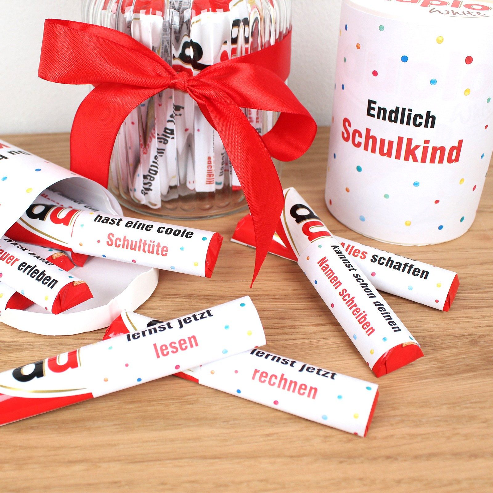 nikima Packpapier AUFKLEBER SET - Duplo Endlich Schulkind Einschulung Geschenk