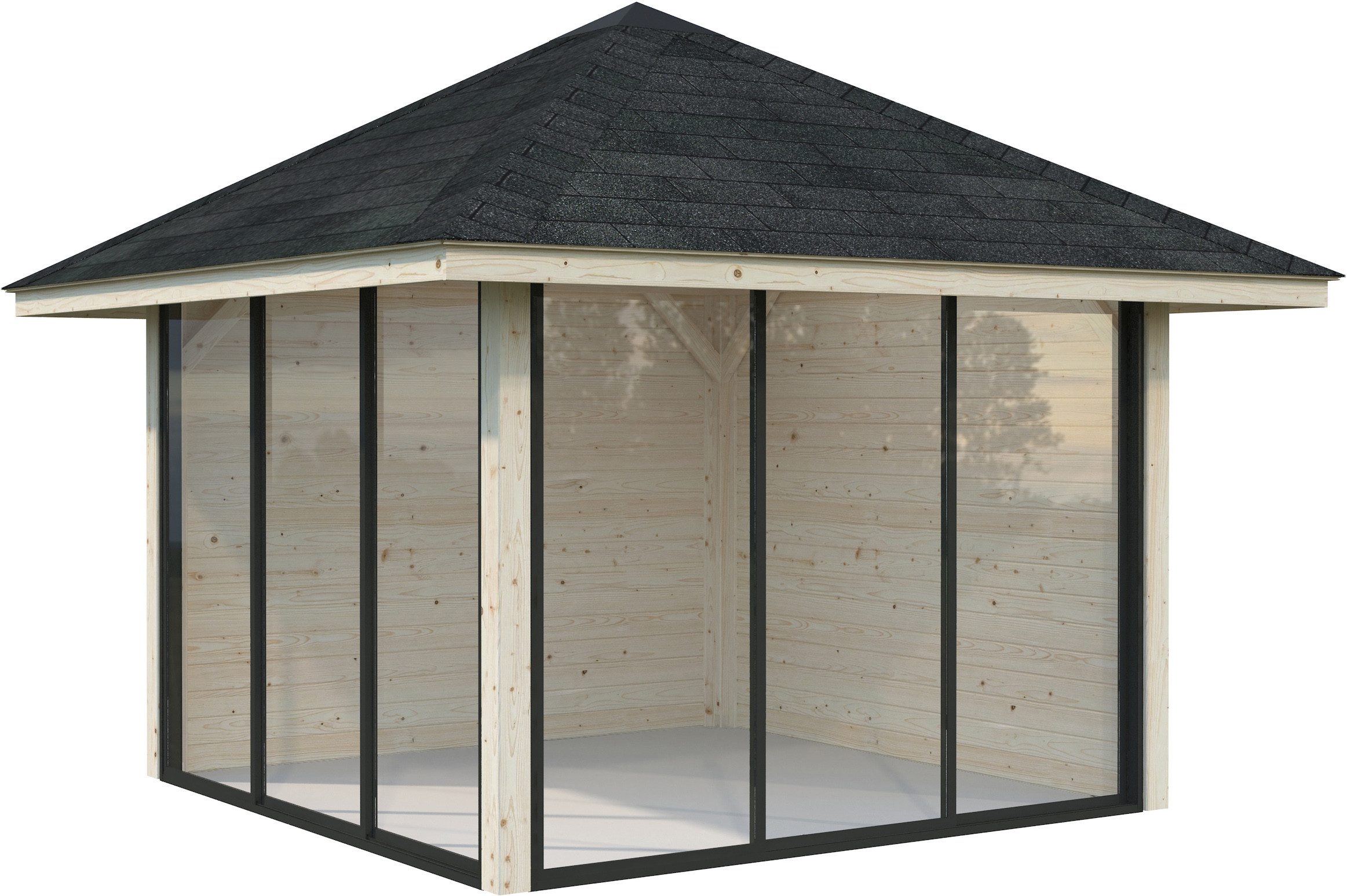 Palmako Gartenhaus Bianca 8,3 m², Set 201 Slide, BxT: 384x384 cm