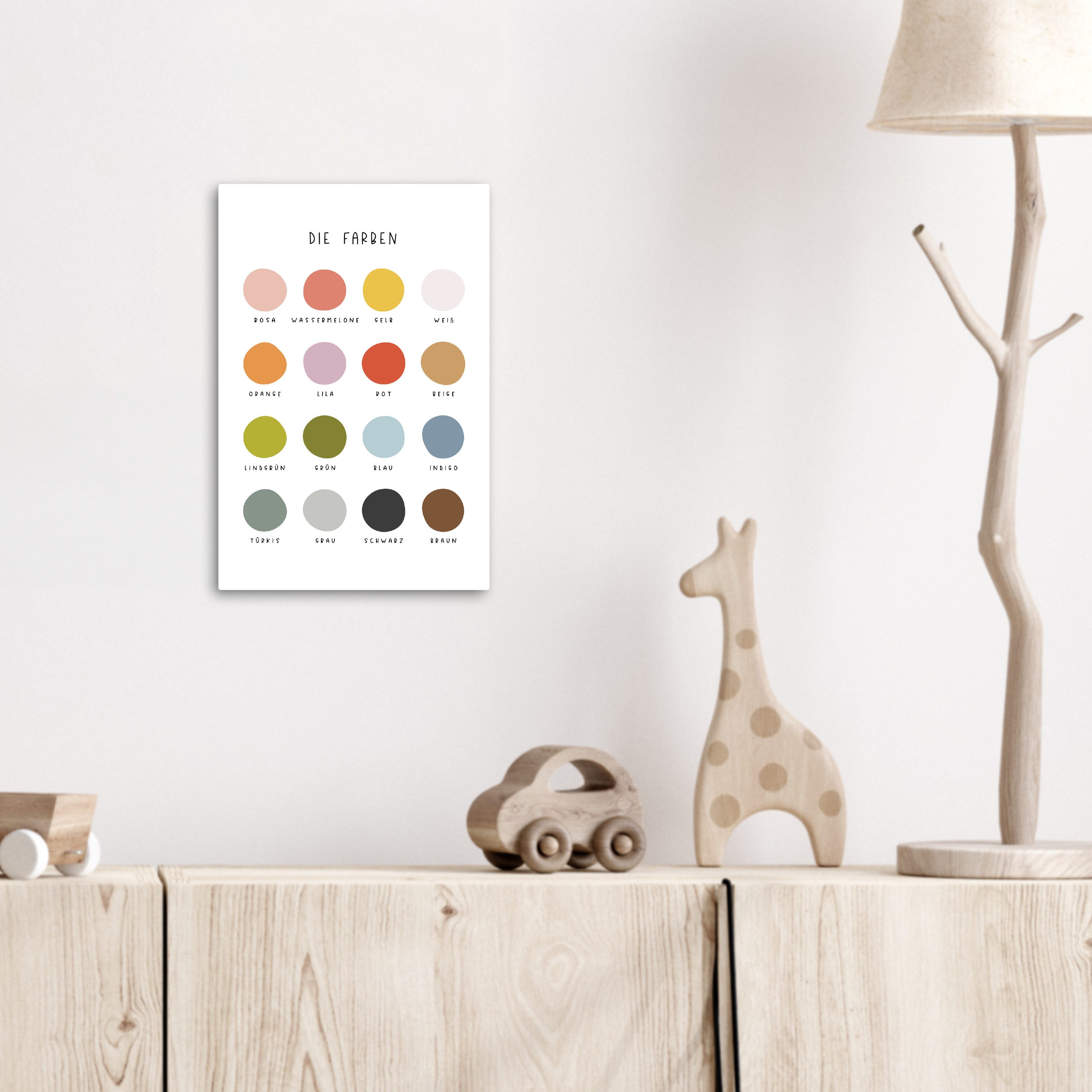 OneMillionCanvasses® Leinwandbild Pädagogisch - Lernfarben - Farbenfroh - Weiß, Fotodruck (1 St), Kinderzimmer Deko, Mädchen und Jungen Bilder 20x30 cm