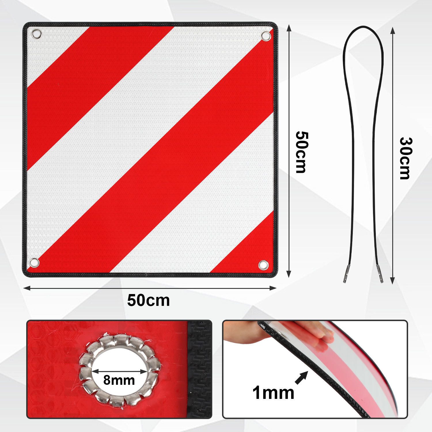 Clanmacy Warnschild 2in1 Warntafel Italien Spanien 50x50 cm Reflektierendes Warnschild, (9 St), 2 in 1 Italien und Spanien Warntafel