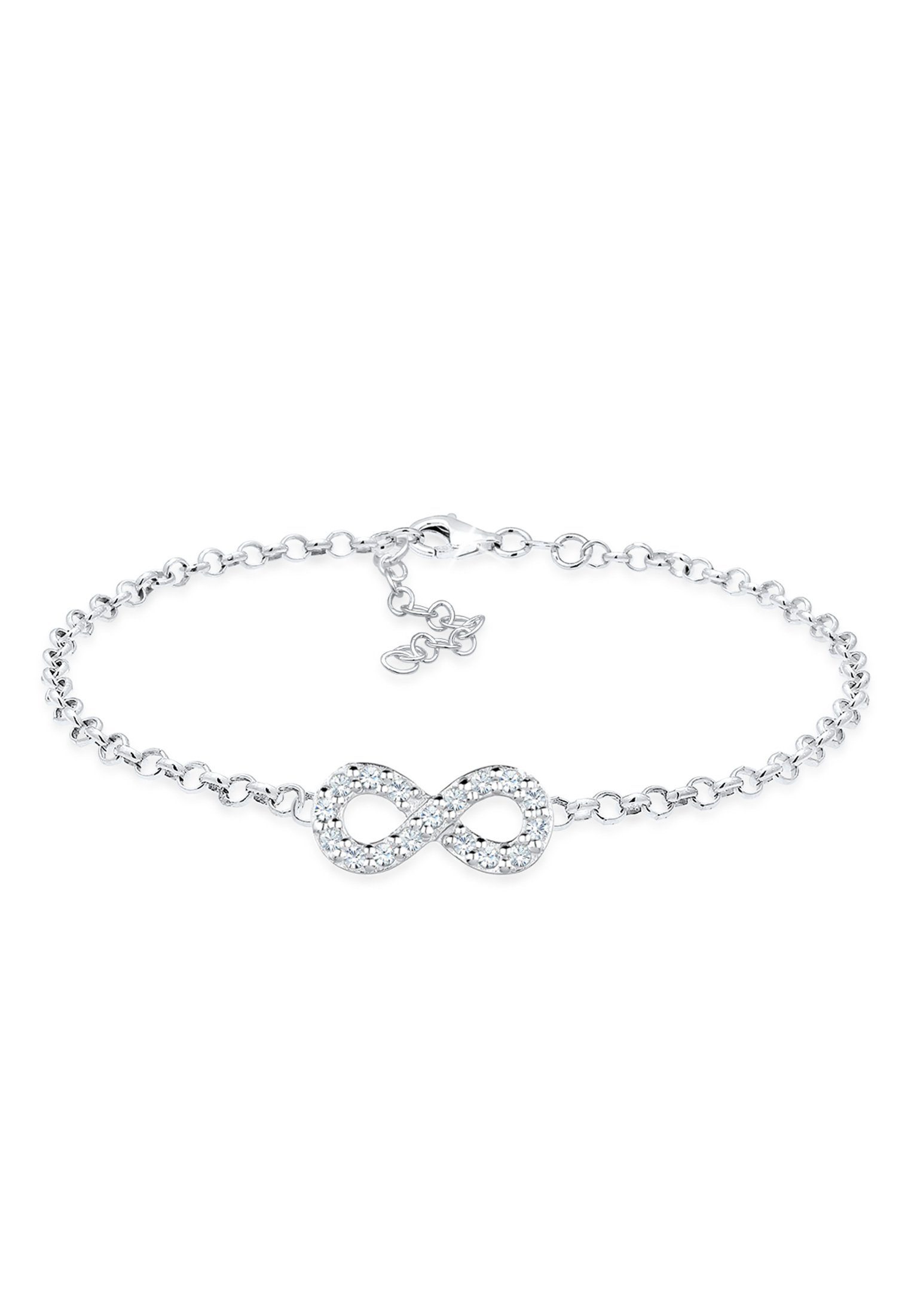 Armband Infinity Weiß 925 Silber Rosegold, mit Kristallen von Swarovski®
