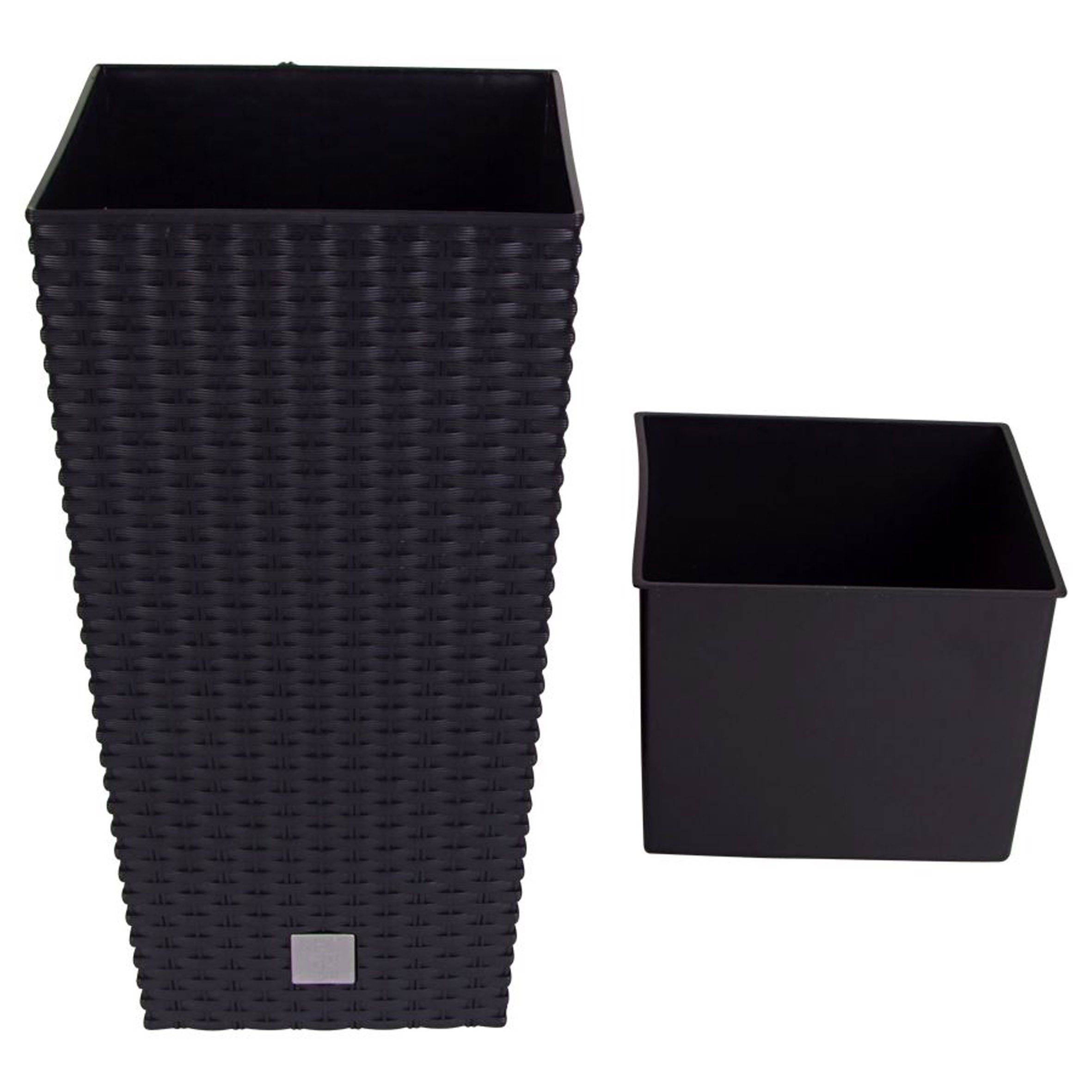 Spetebo Blumentopf Polyrattan Pflanztopf mit Einsatz günstig online kaufen
