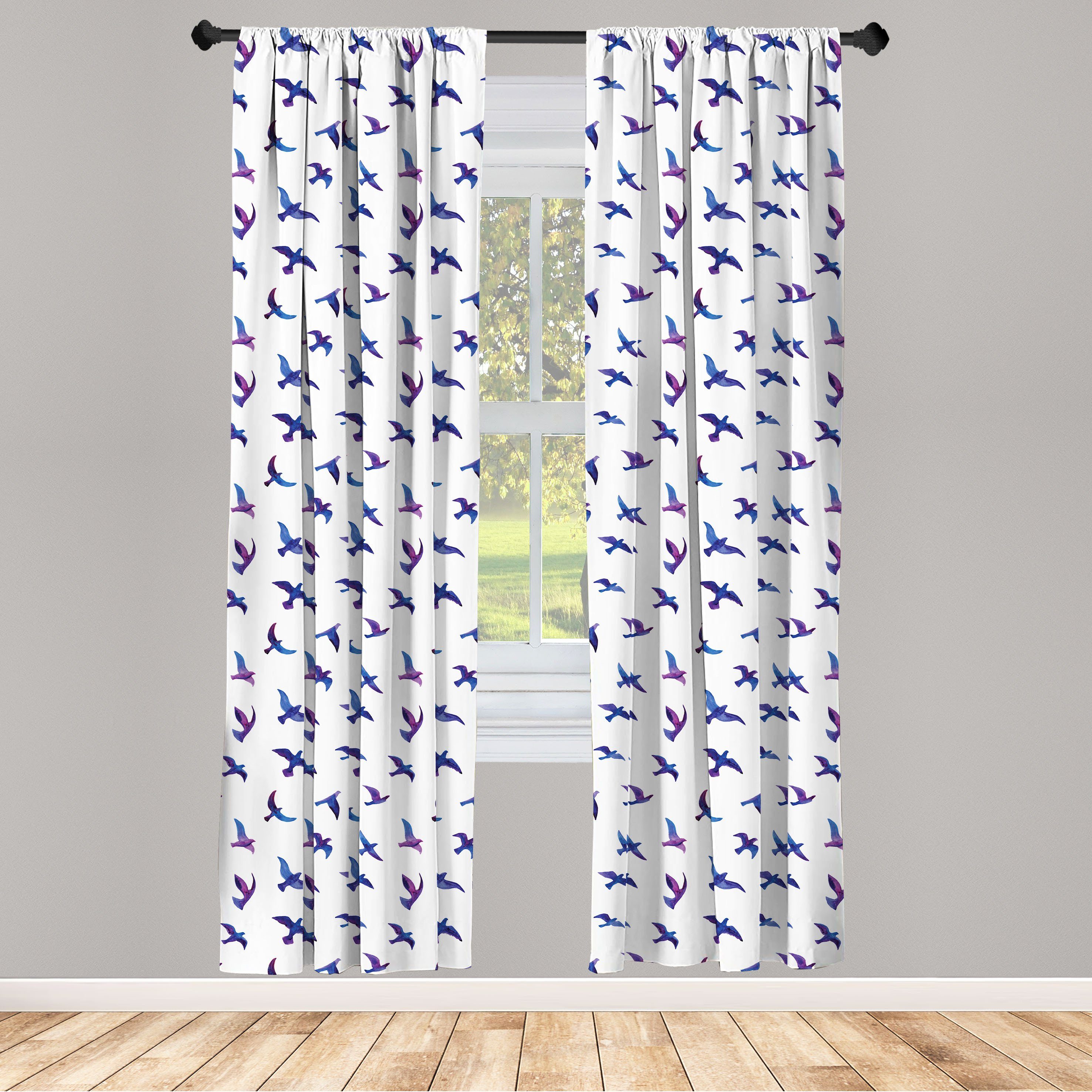 Gardine Vorhang für Wohnzimmer Fliegende Dekor, Tauben und Microfaser, Vögel Abakuhaus, Tauben Schlafzimmer