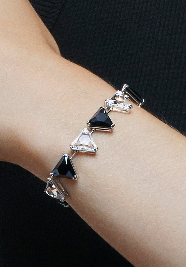 Swarovski Armband Ortyx, mit Swarovski® 5600864, 5619154, Kristalle im metallfarben-schwarz-kristallweiß Dreiecksschliff, 5614934, Kristall