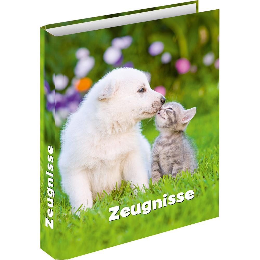 RNK Verlag Organisationsmappe Zeugnisringbuch Hund & Katze DIN A4 mit 4-Ring-Mechanik (Zeugnisringbuch, Mit 4-Ring-Reißmechanik), 4-Ring-Reißmechanik, folienkaschiert, ca. 35 mm Rücken
