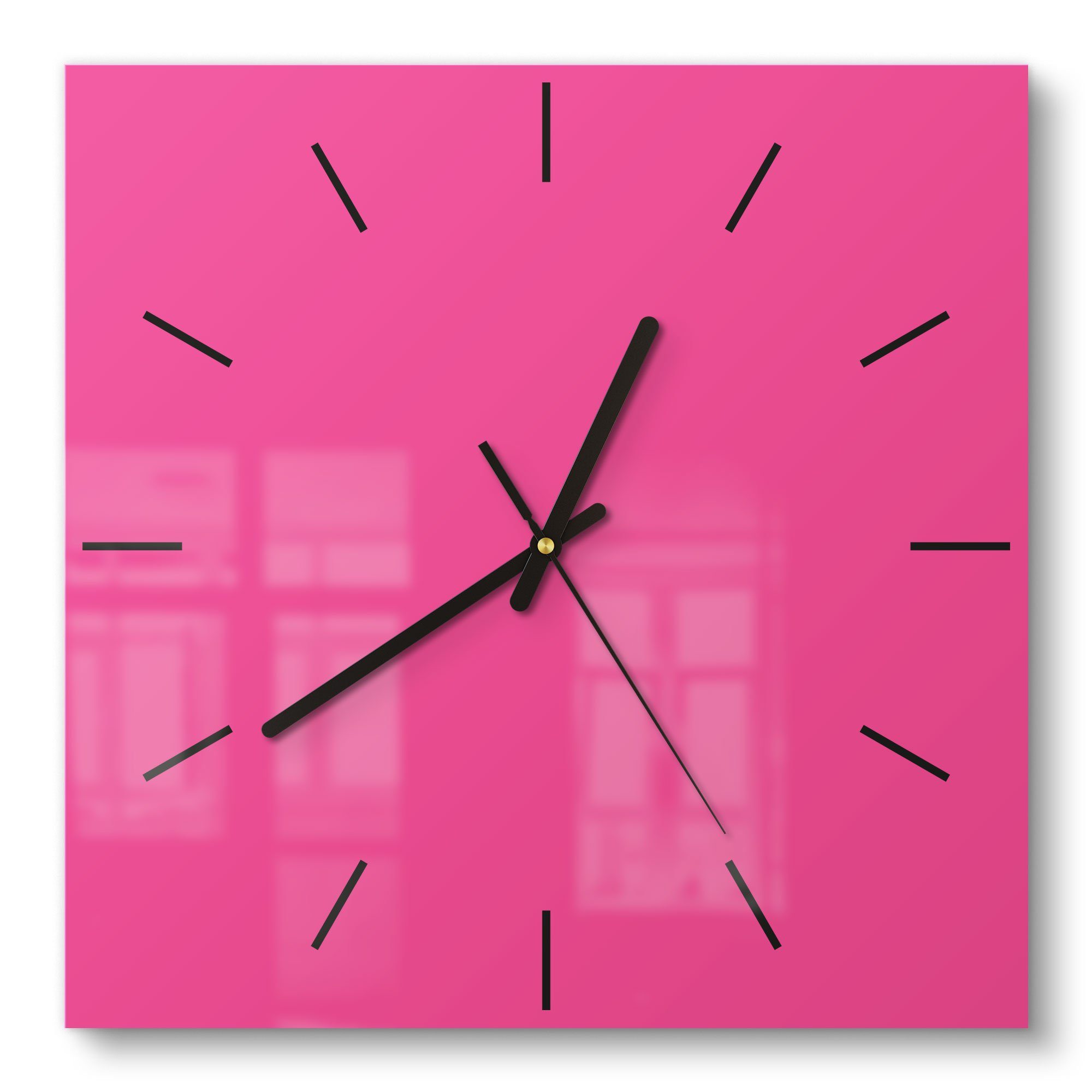 DEQORI Wanduhr 'Unifarben - Rosa' (Glas Glasuhr modern Wand Uhr Design Küchenuhr)