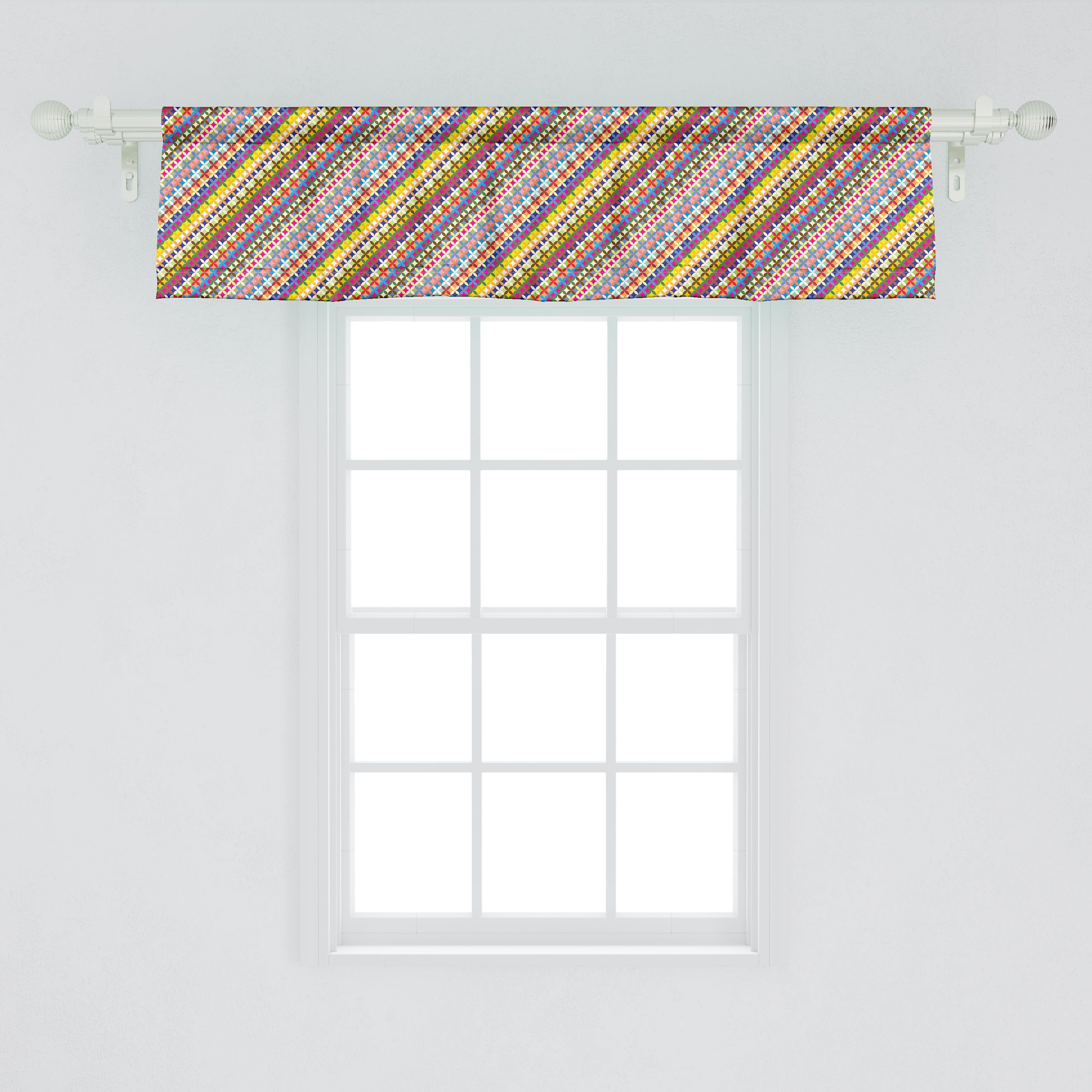 Küche Abakuhaus, Stripes Dekor Schlafzimmer Scheibengardine Lebens Volant des Vorhang Abstrakt Stangentasche, Blume mit Microfaser, für