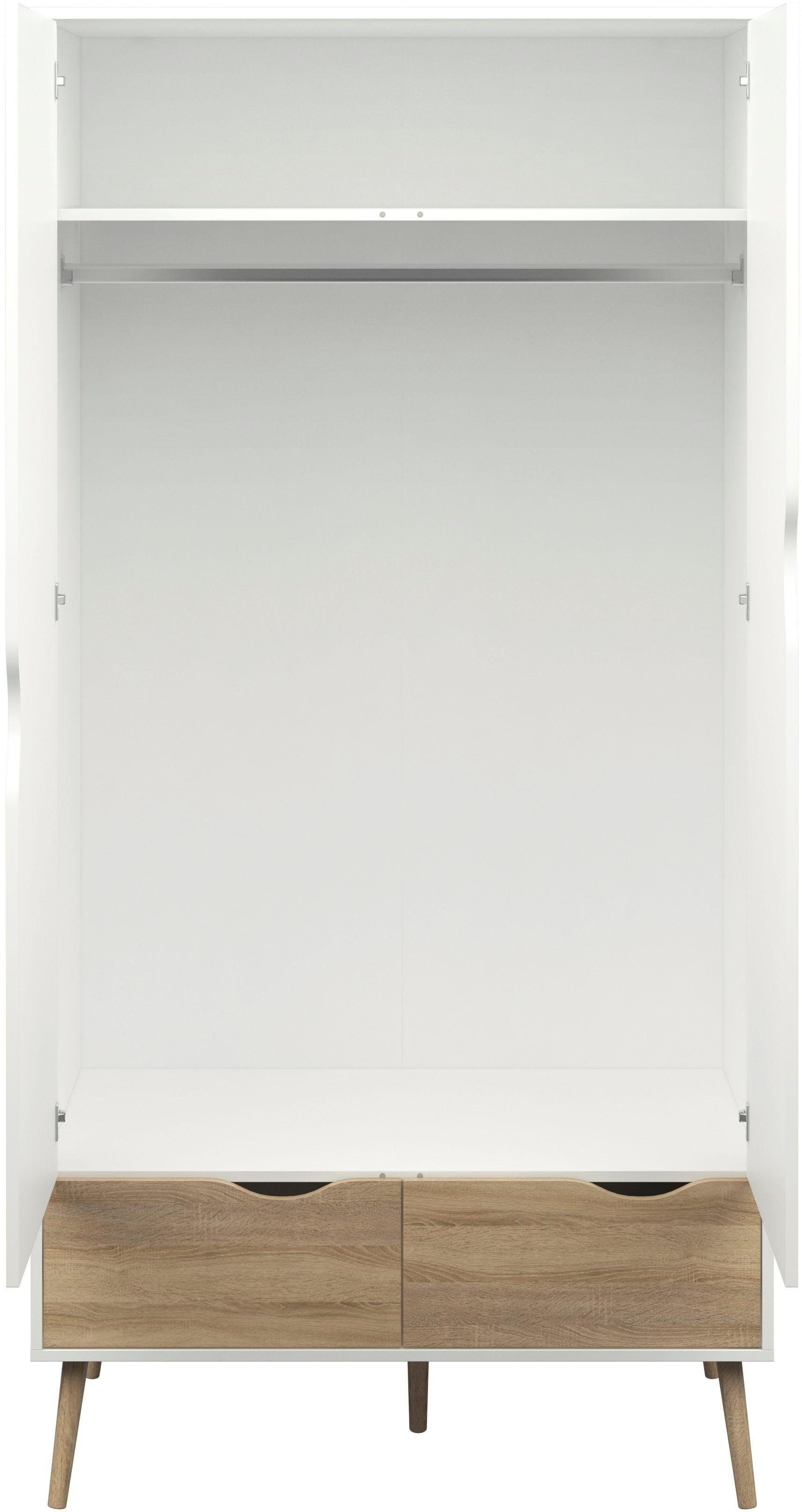 andas Drehtürenschrank Oslo, Kleiderschrank mit Schubkästen, Stauraum mit 2 oder 3 Türen, Breite 99 oder 150 cm, Höhe je 200 cm